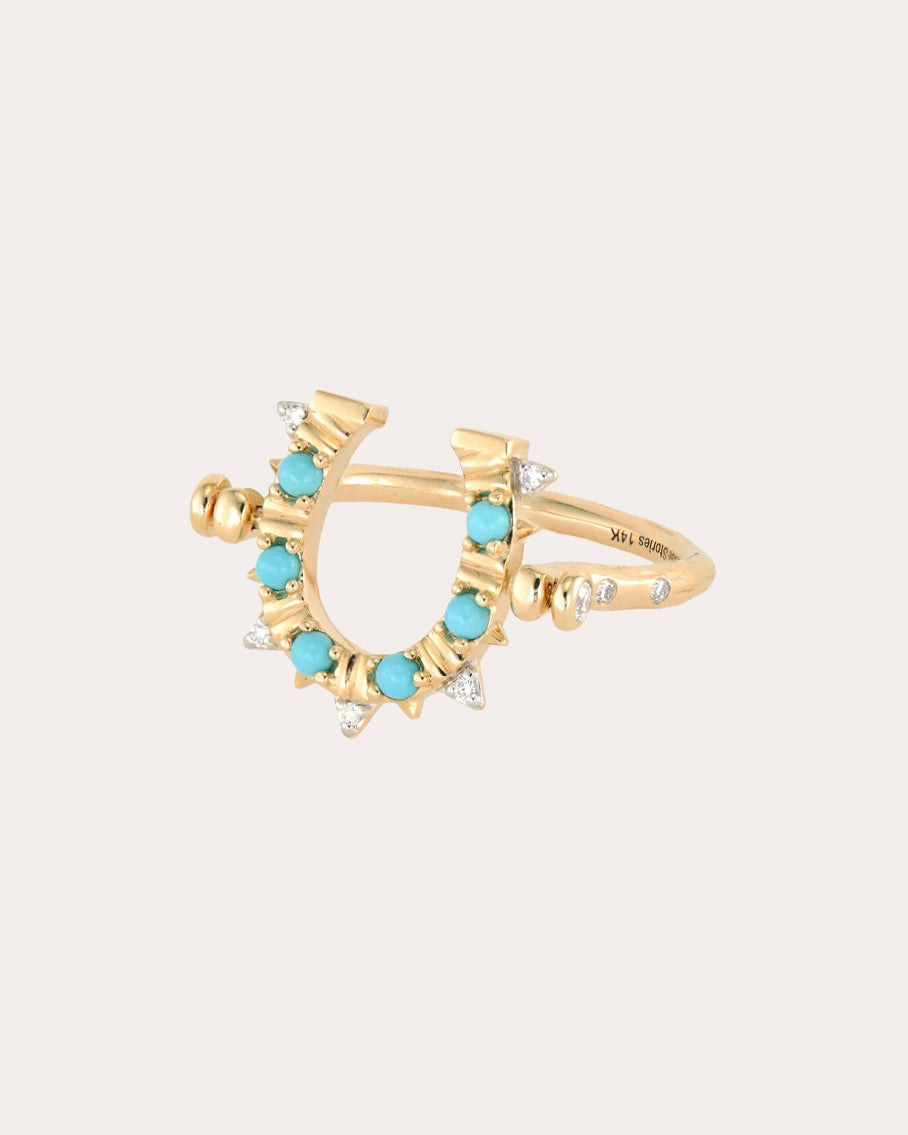 Turquoise Lucky Horseshoe Flip Ring