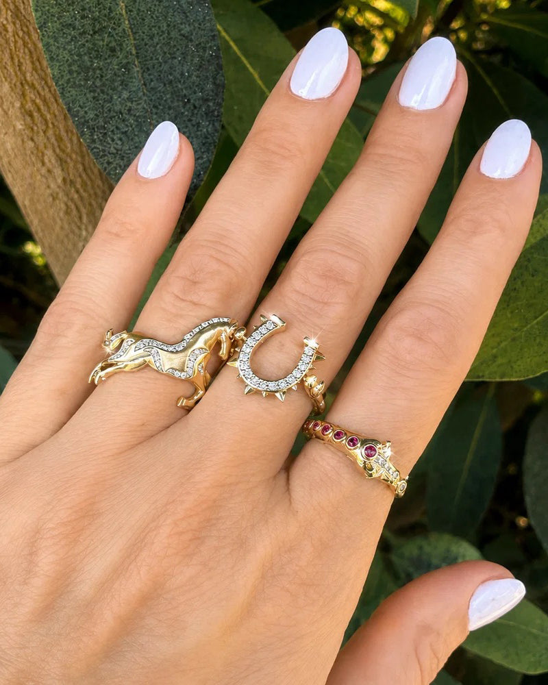 Turquoise Lucky Horseshoe Flip Ring