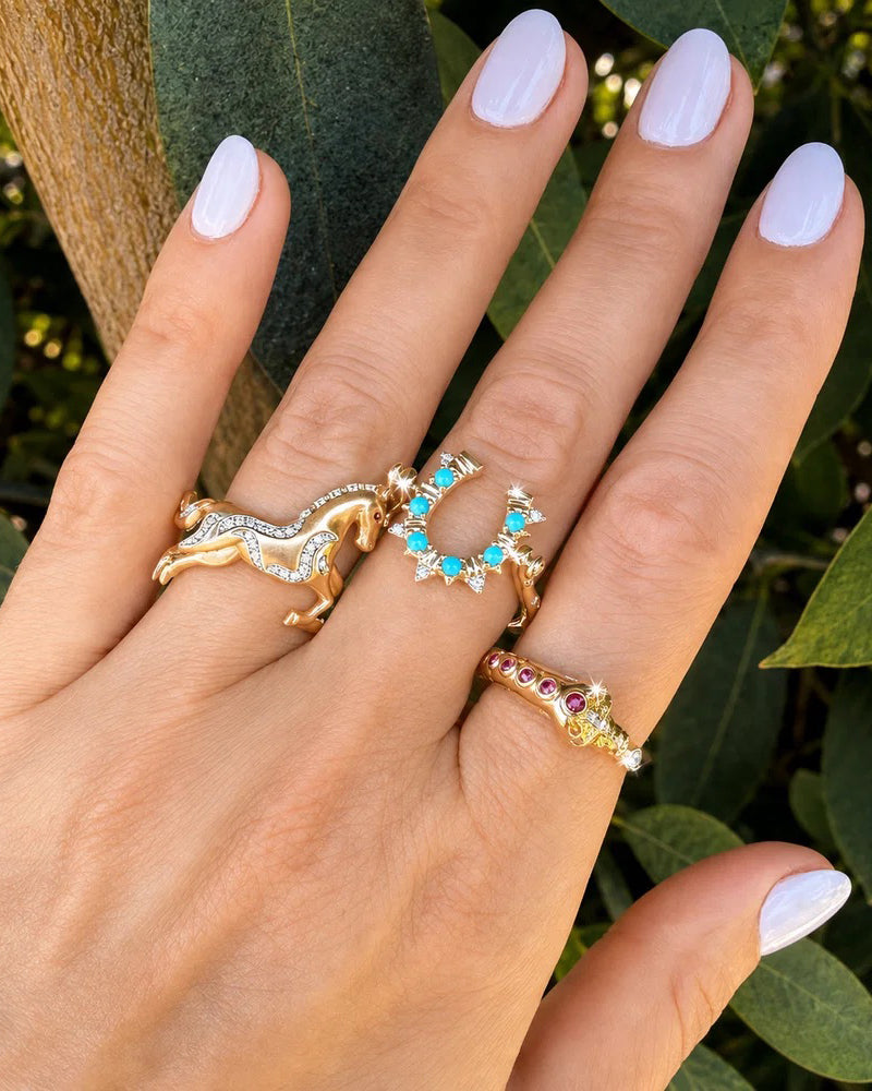 Turquoise Lucky Horseshoe Flip Ring