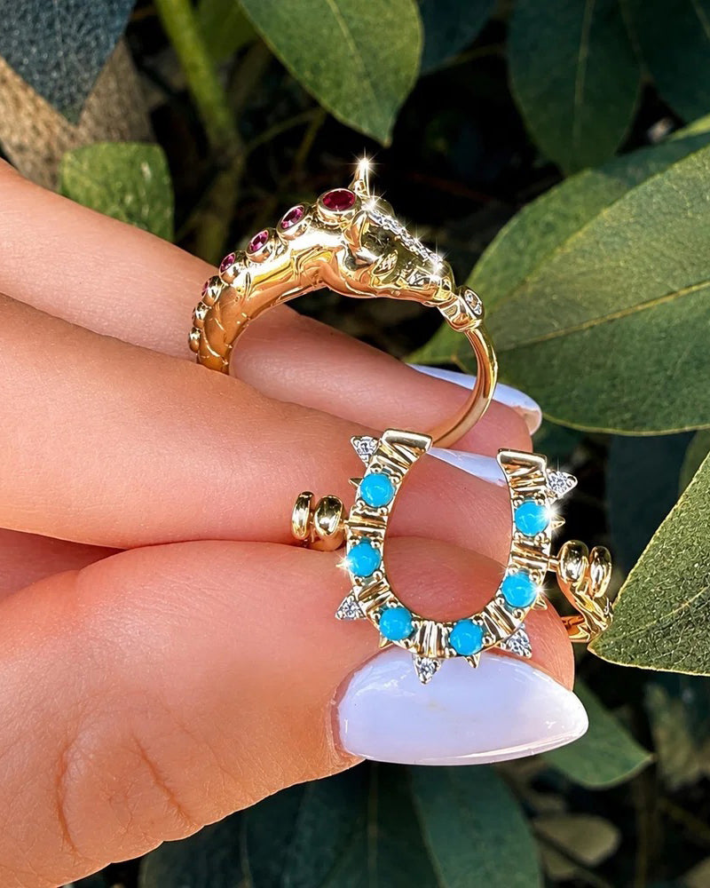 Turquoise Lucky Horseshoe Flip Ring