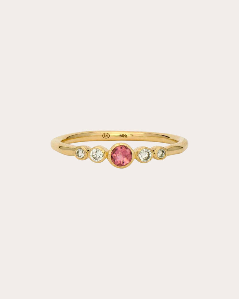 Pink Tourmaline Tiny Sparkling Sea Ring