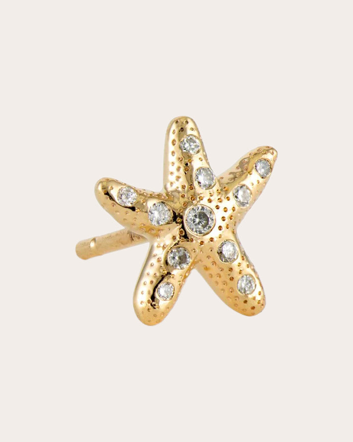 Diamond Starfish Stud Earring