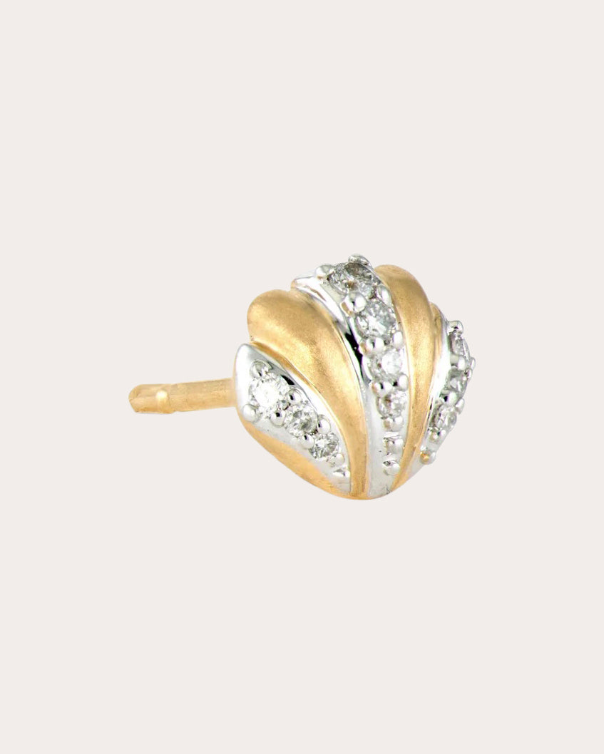 Diamond Tiny Seashell Stud Earring