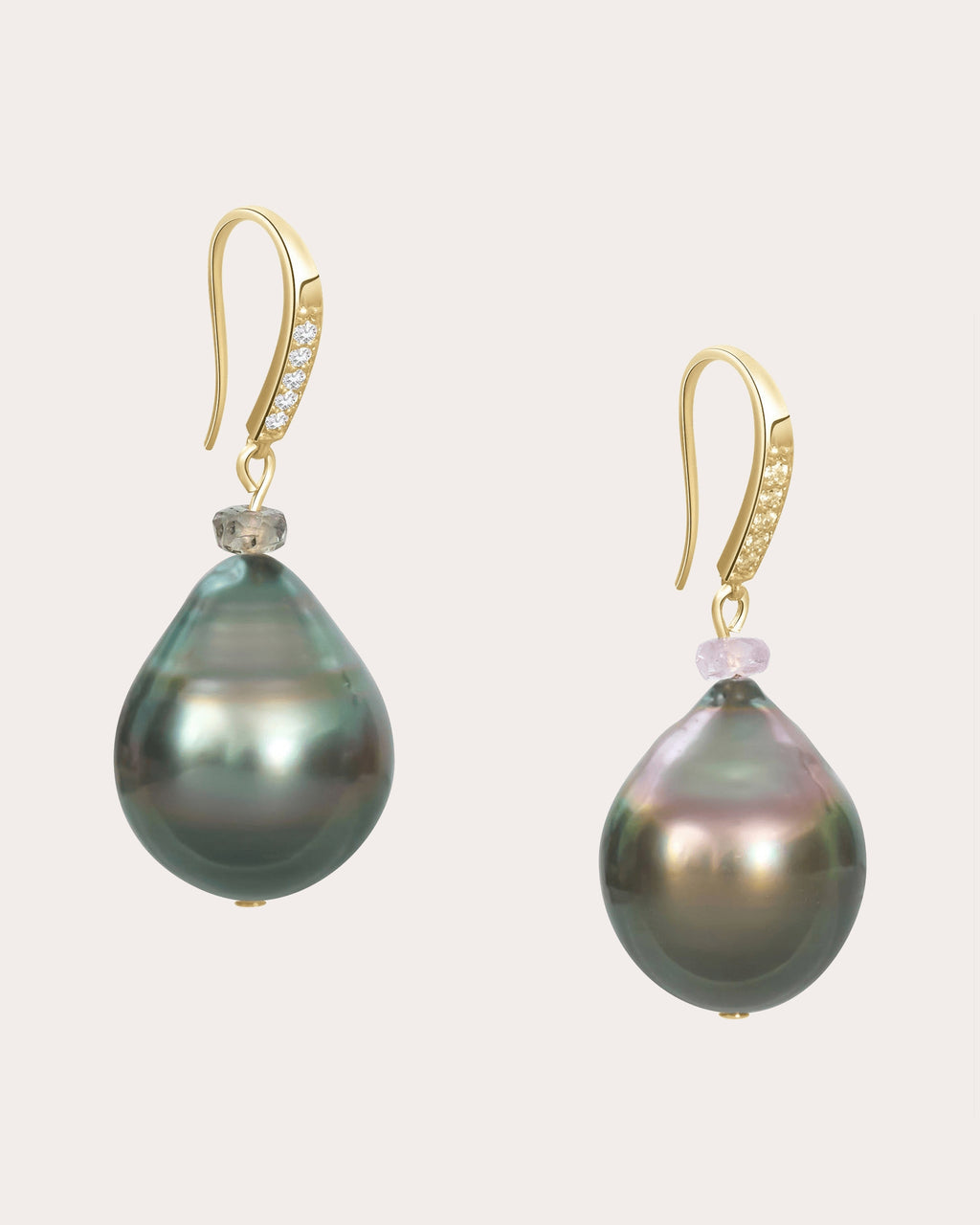 Tahitian Pearl & Diamond Drop Earrings