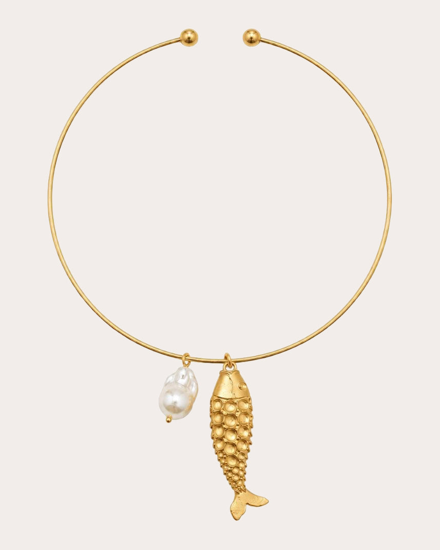 Baroque Pearl Bubble Fish Choker Necklace