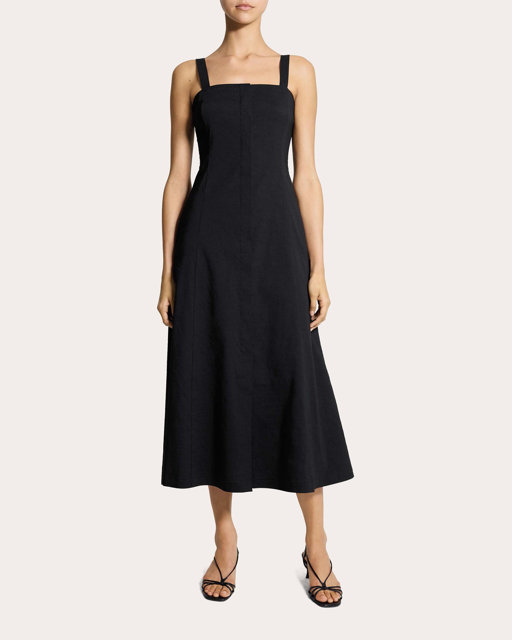 Theory Women's Square Neck Midi Dress - Black - Size 6