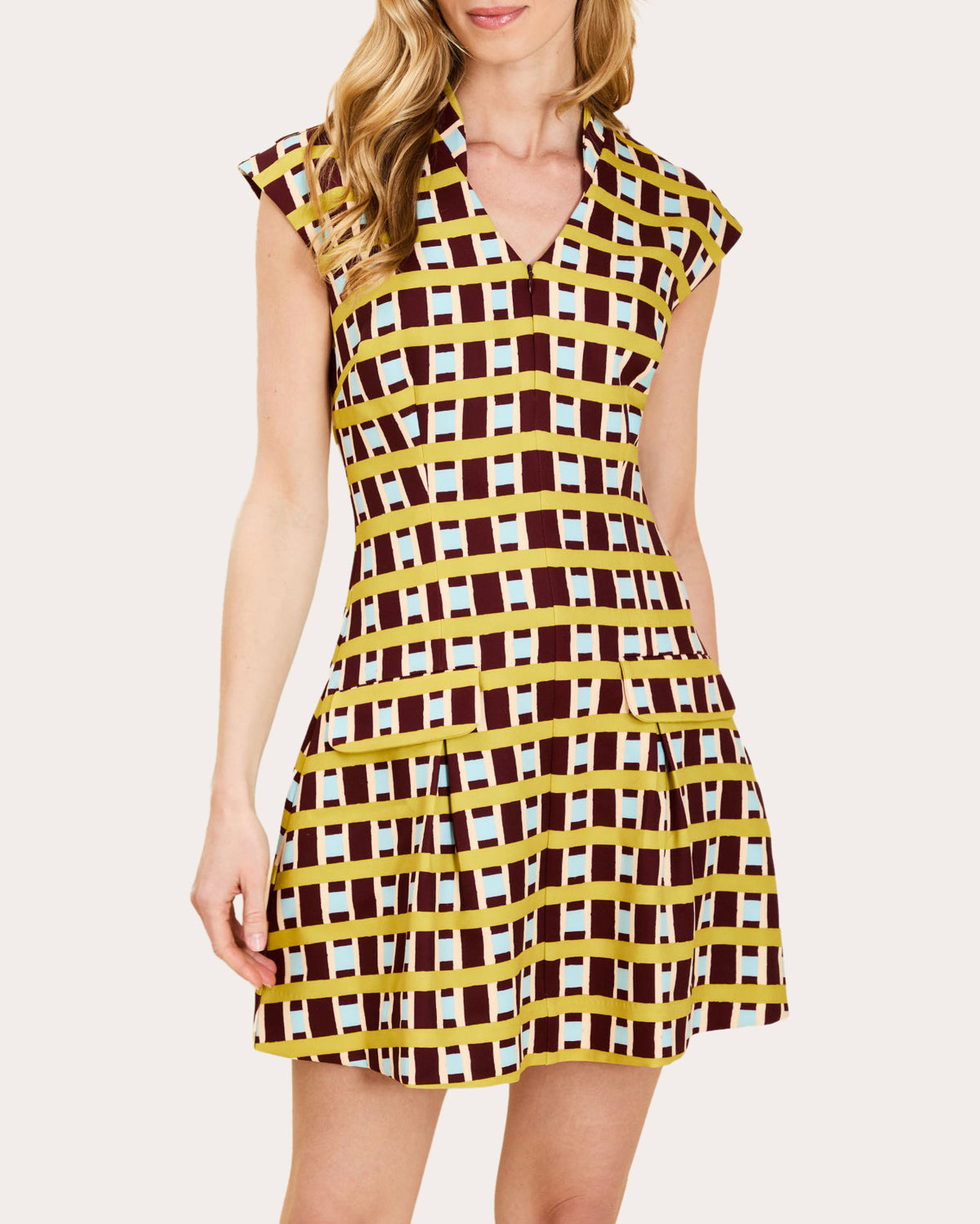 Tianna Gingham Pleated Mini Dress