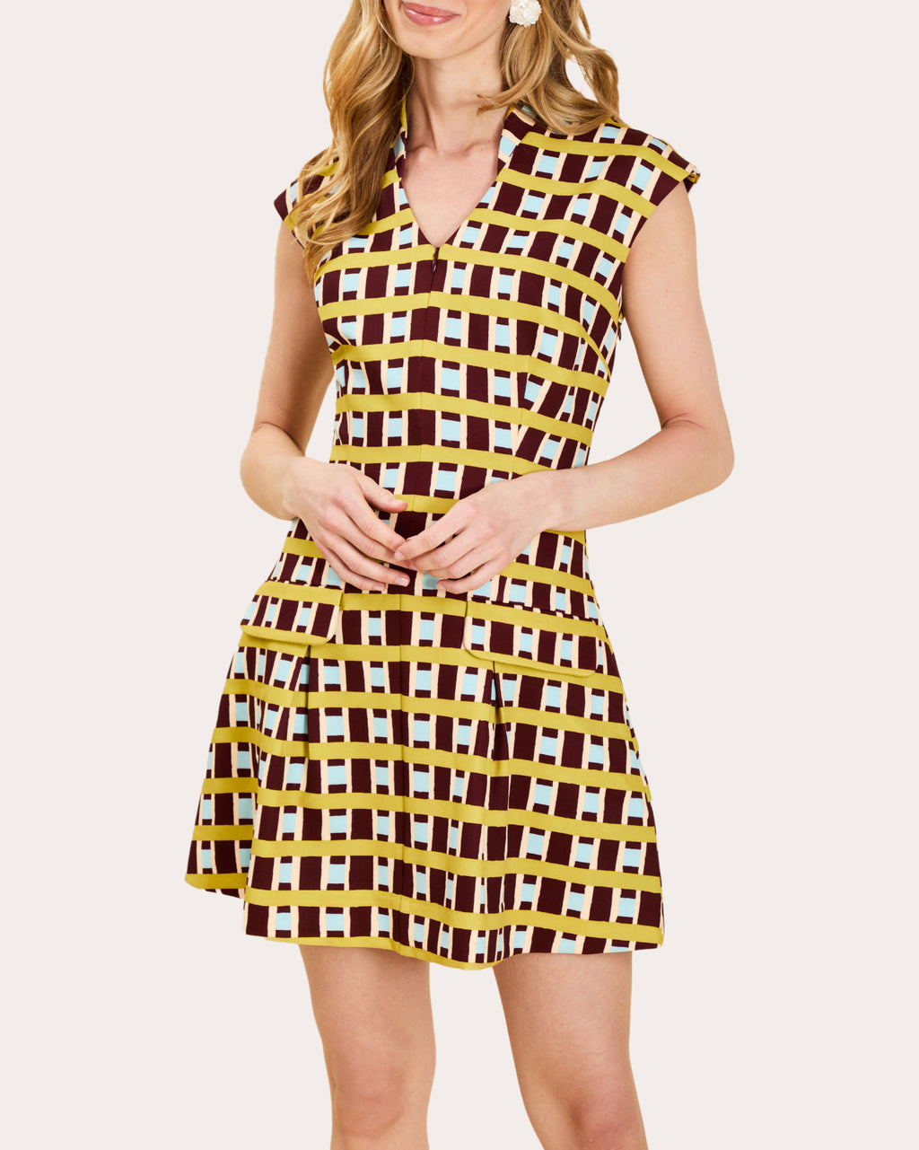 Tianna Gingham Pleated Mini Dress