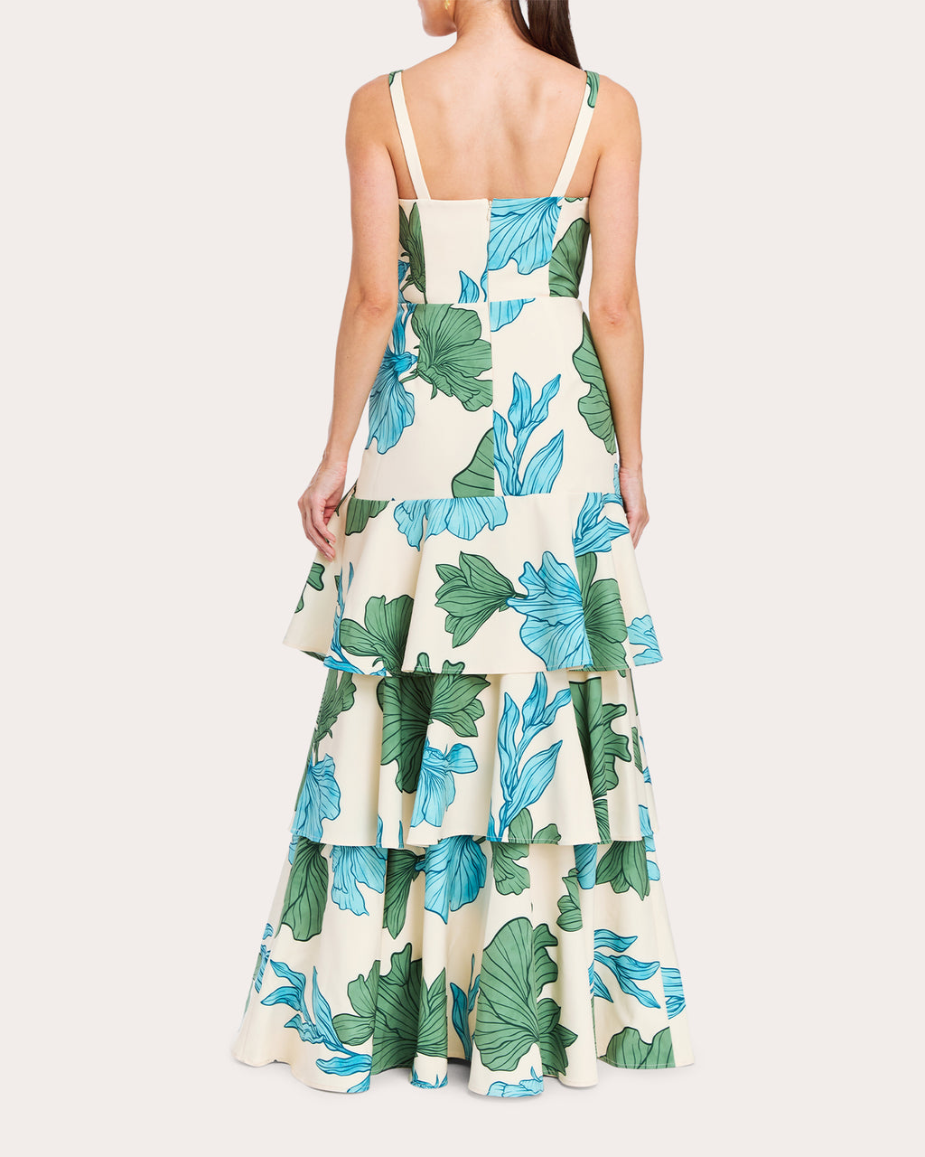 Torero Floral Crepe Convertible Tiered Gown