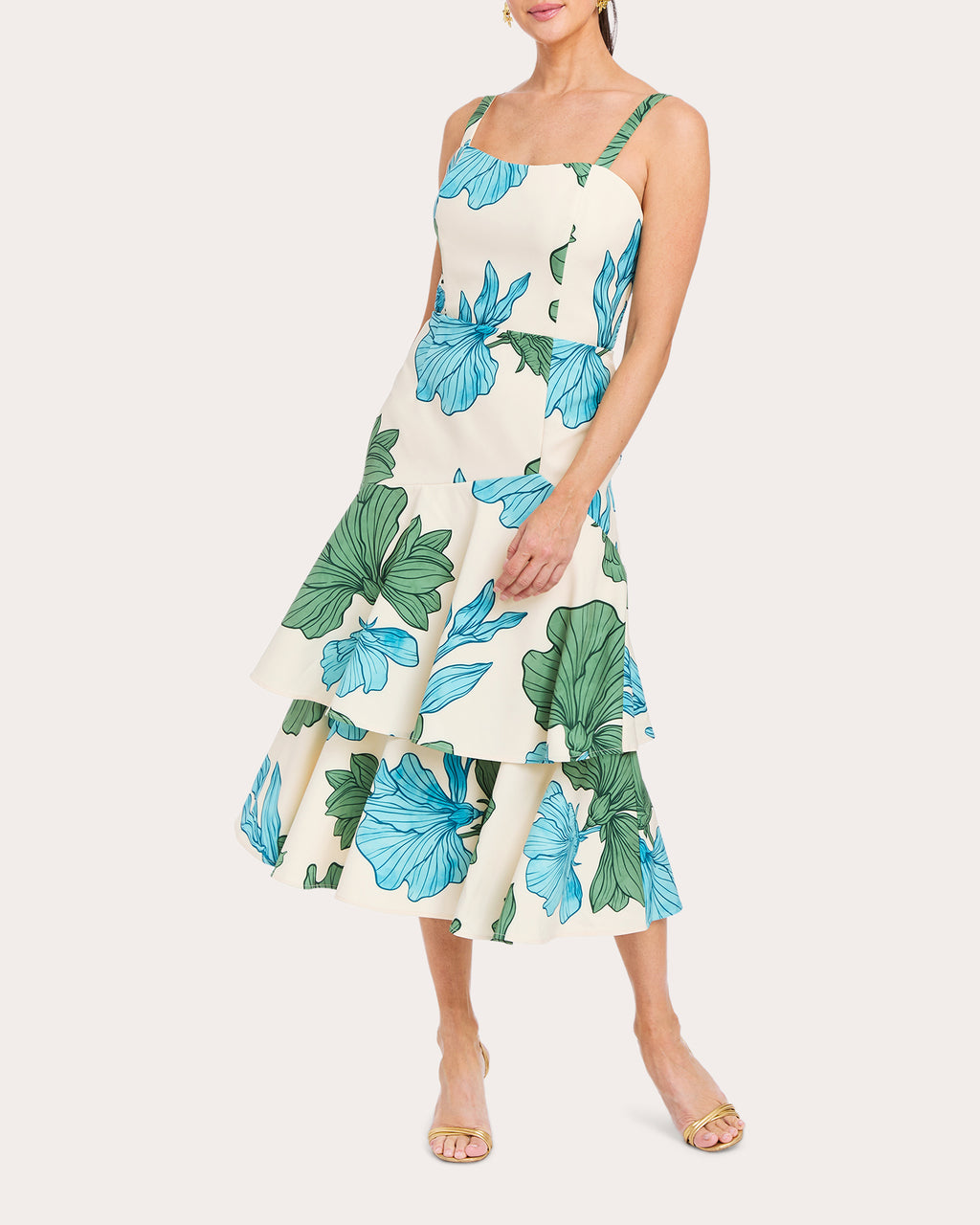 Torero Floral Crepe Convertible Tiered Gown
