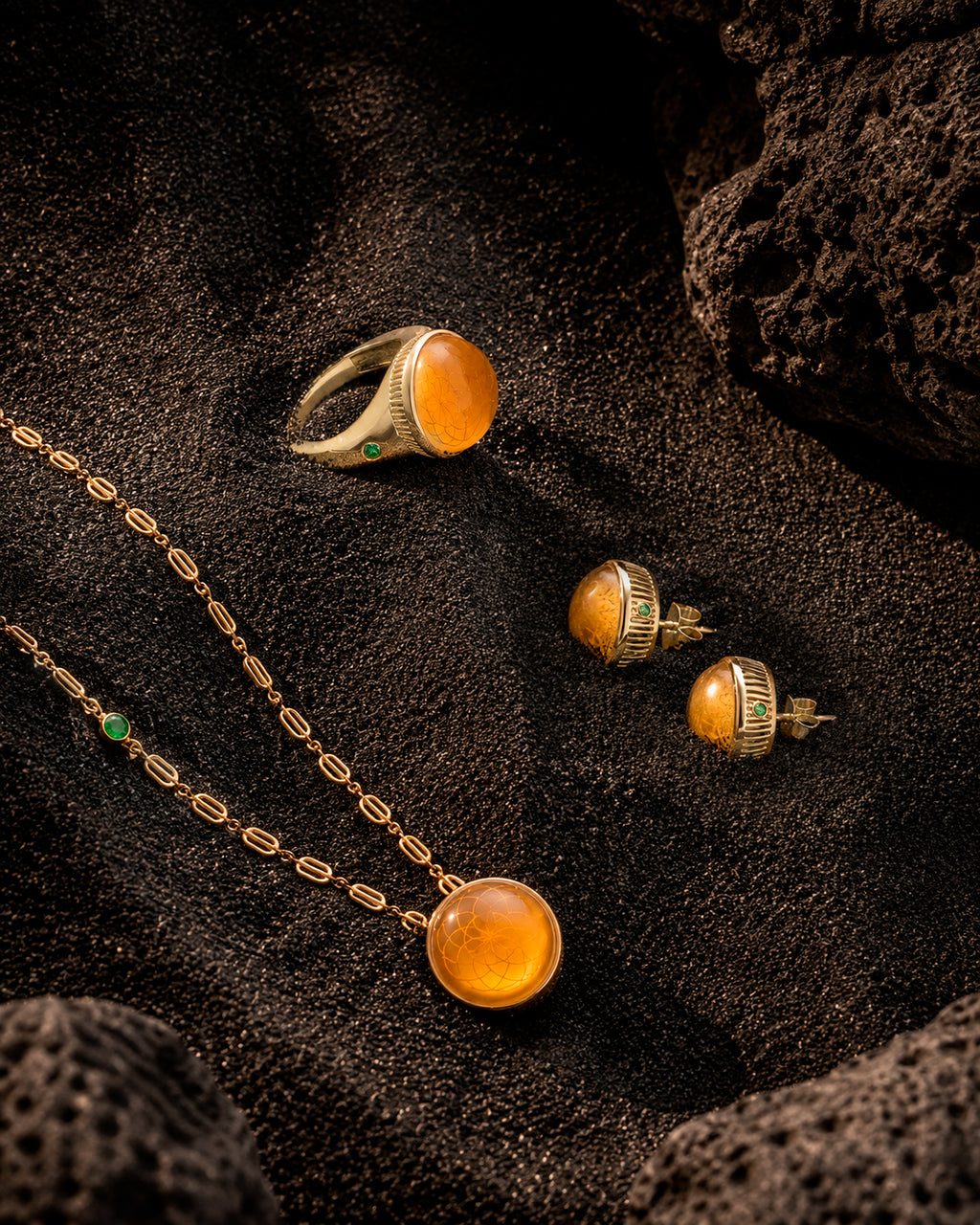 Citrine Torus Stud Earrings