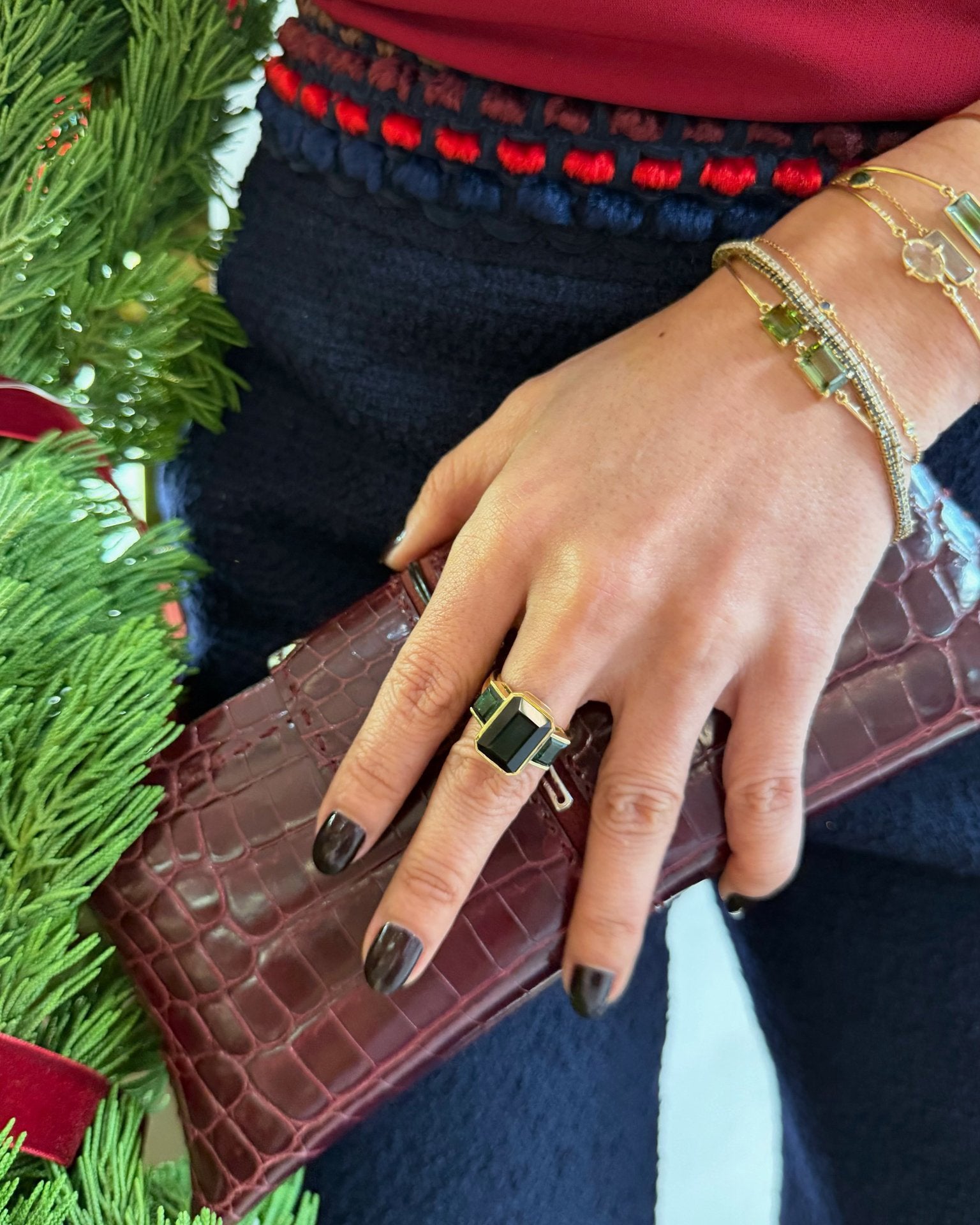 Tourmaline & 18k Gold Supreme Bar Ring