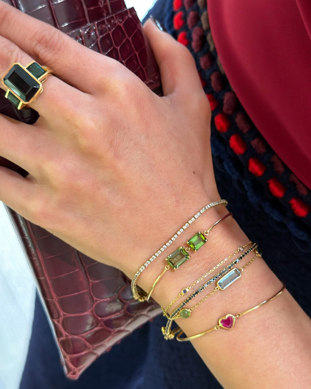 Tourmaline & 18k Gold Supreme Bar Ring