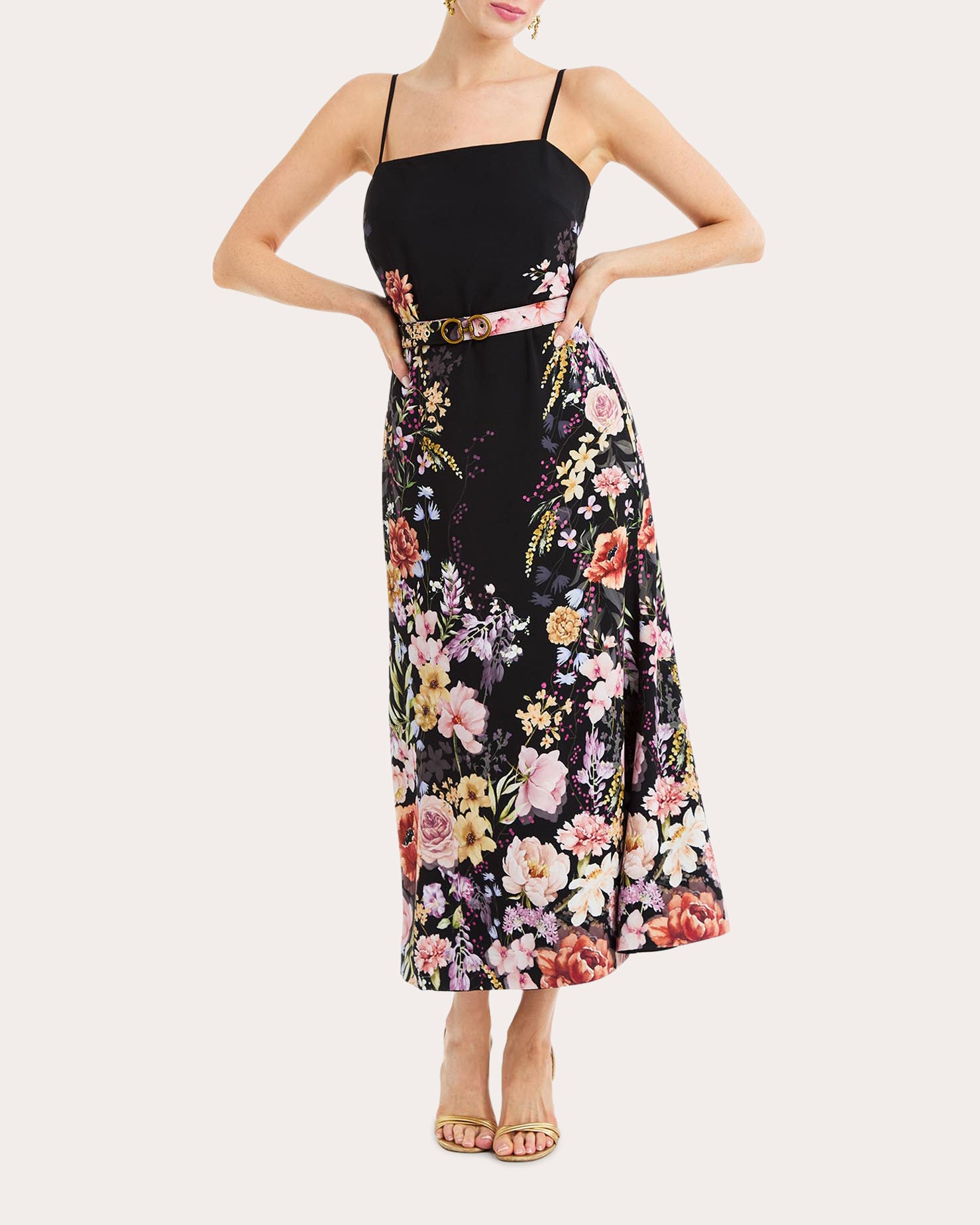 Tropez Floral Reversible Flared Midi Dress