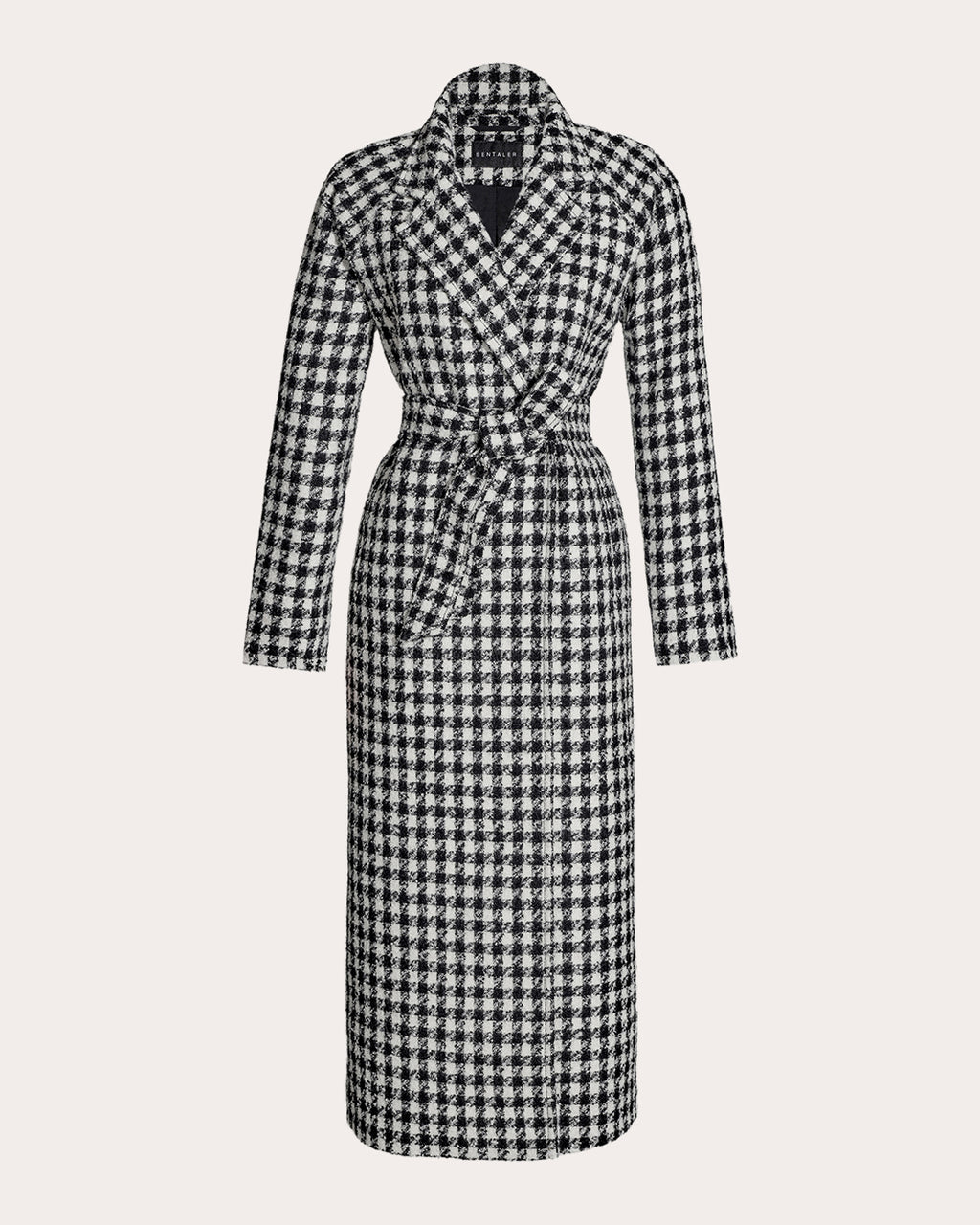 Tweed Houndstooth Alpaca Maxi Raglan Sleeve Coat