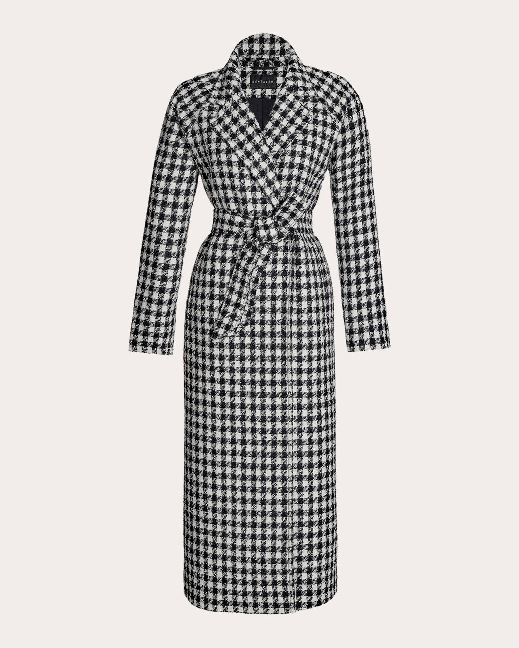 Tweed Houndstooth Alpaca Maxi Raglan Sleeve Coat