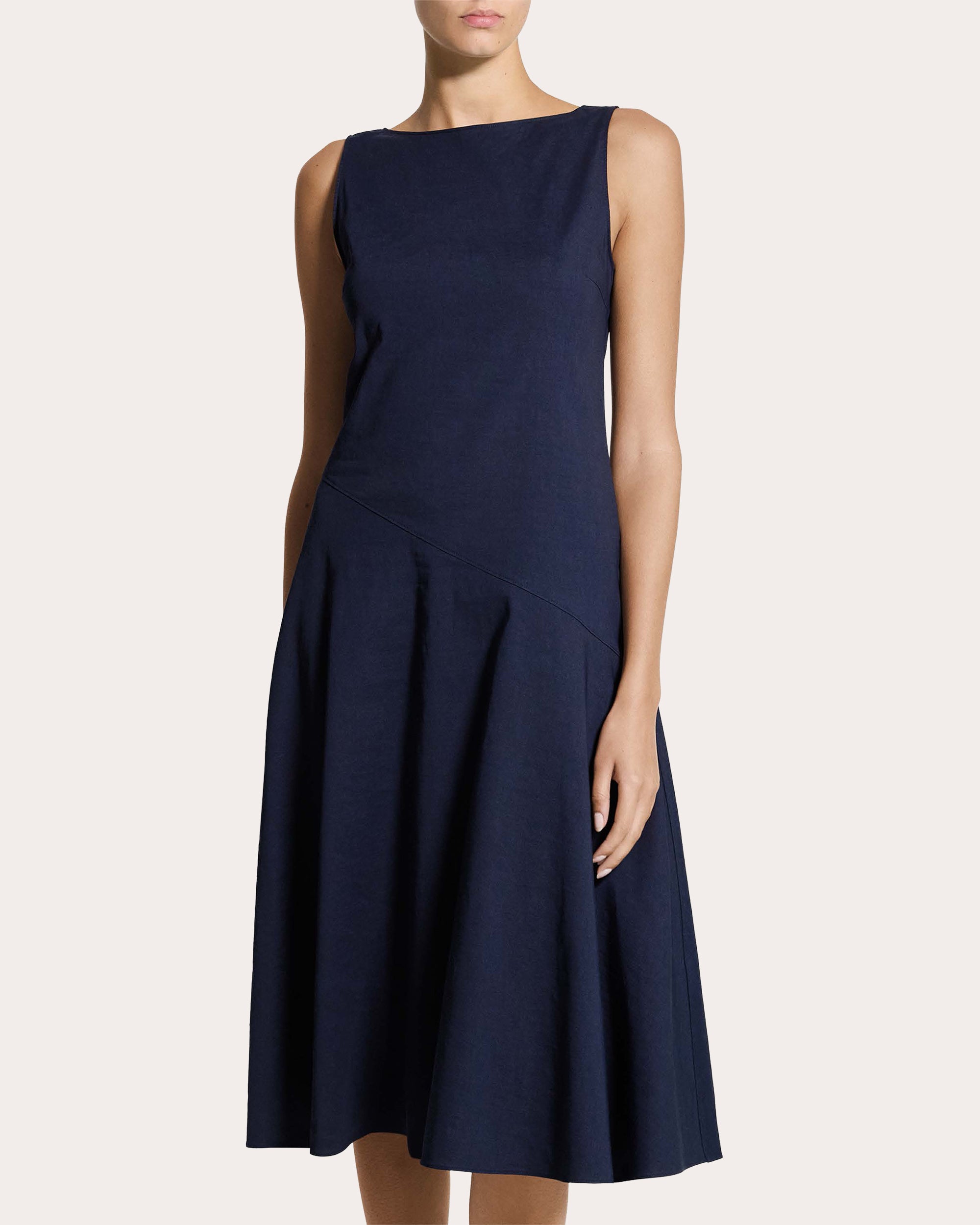 Theory Good Linen Bias-Cut Boatneck Midi Dress - Blue Theory Good Linen Bias-Cut Boatneck Midi Dress - Blue