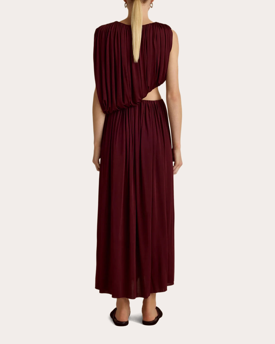 Marina Moscone Women's Jersey Cutout Gathered Drape Maxi Dress Size US 6