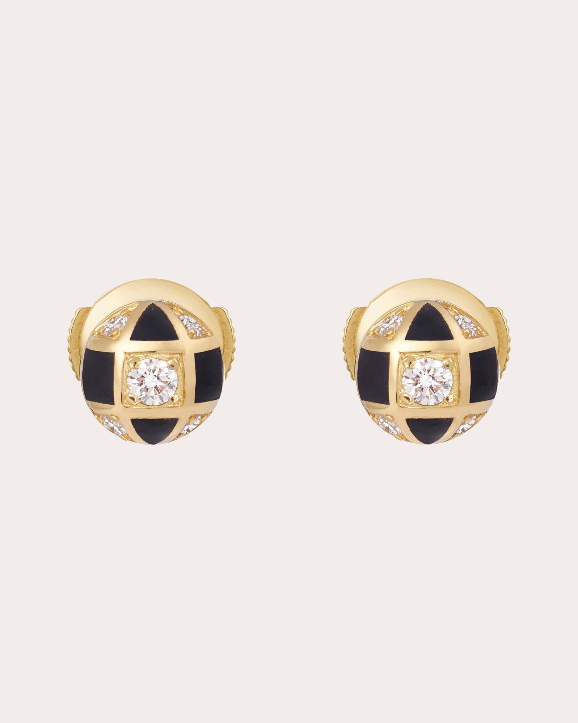 Mini Globe 18K Gold Enamel and Lab-Grown Diamond Earrings