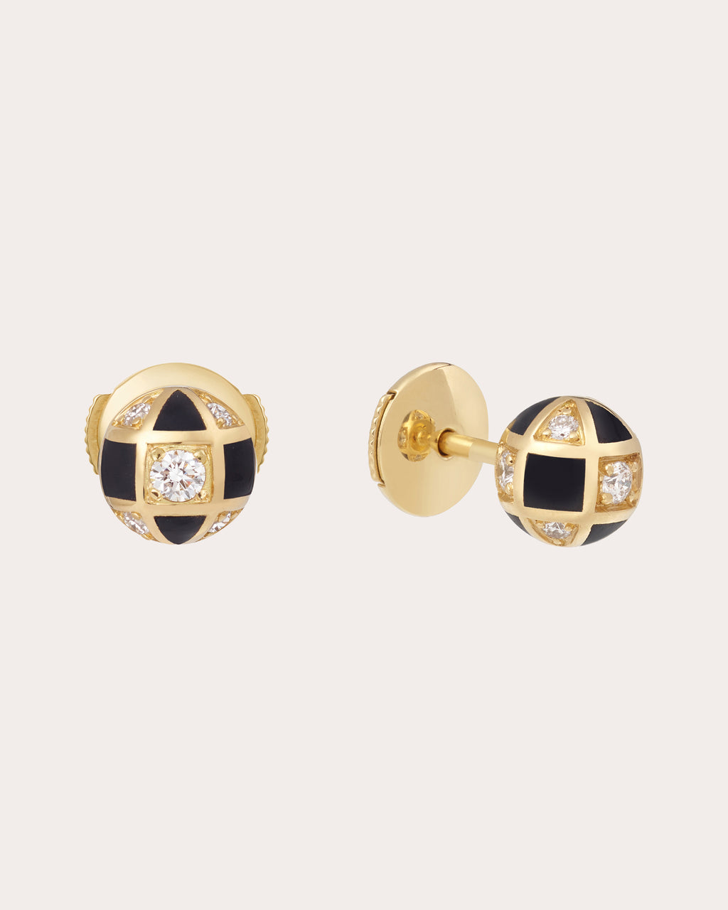 Mini Globe 18K Gold Enamel and Lab-Grown Diamond Earrings
