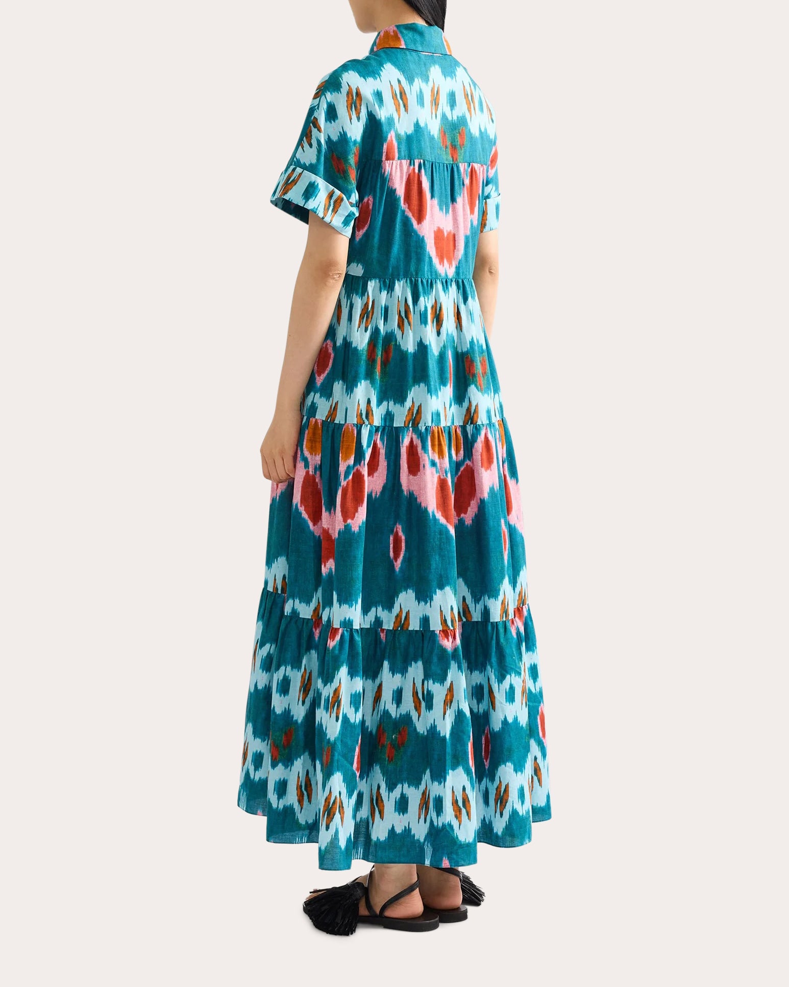 cotton tiered shirt dress THE TIERED SHIRT MAXI DRESS STILLWATER