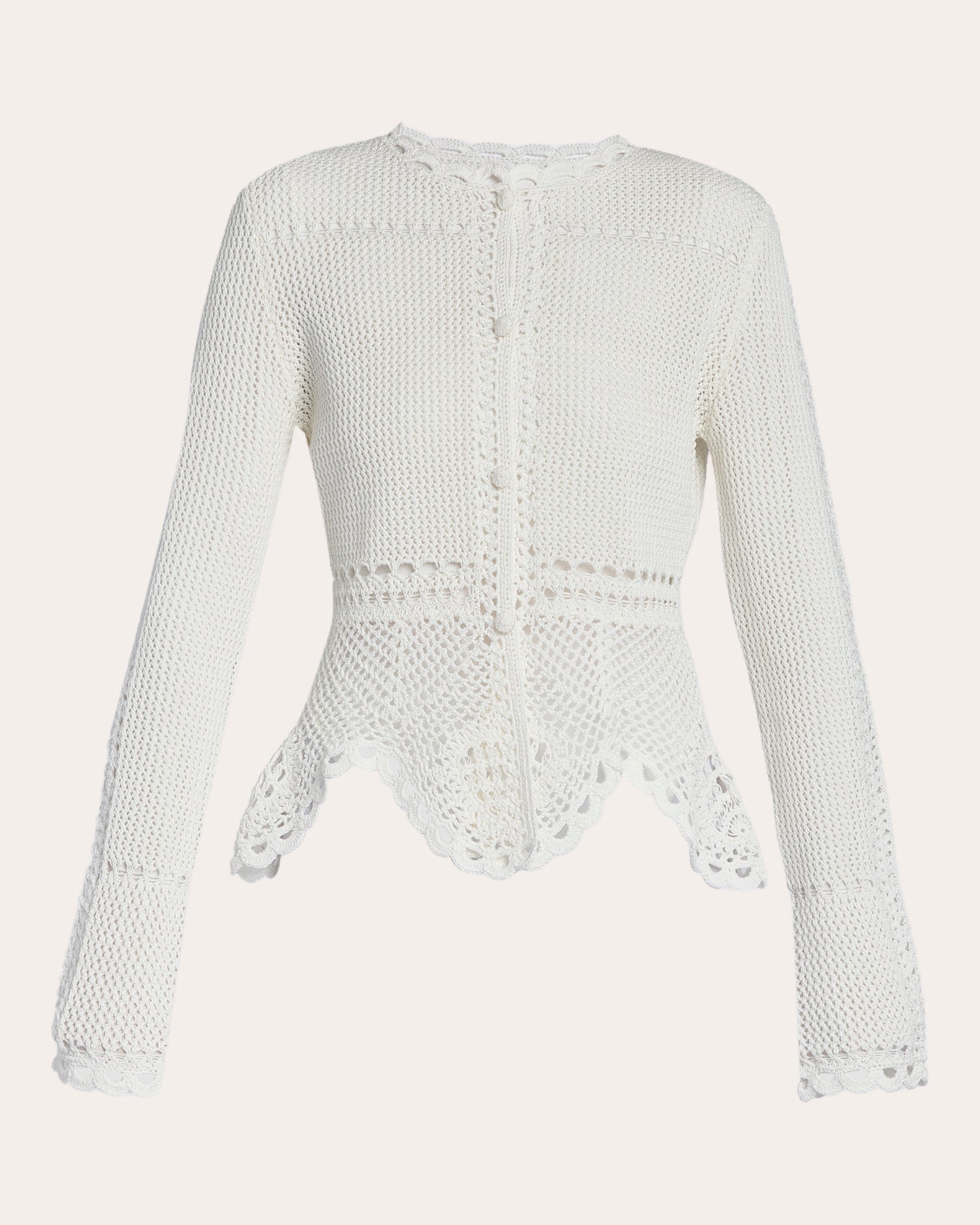 Cotton Crochet Peplum Cardigan