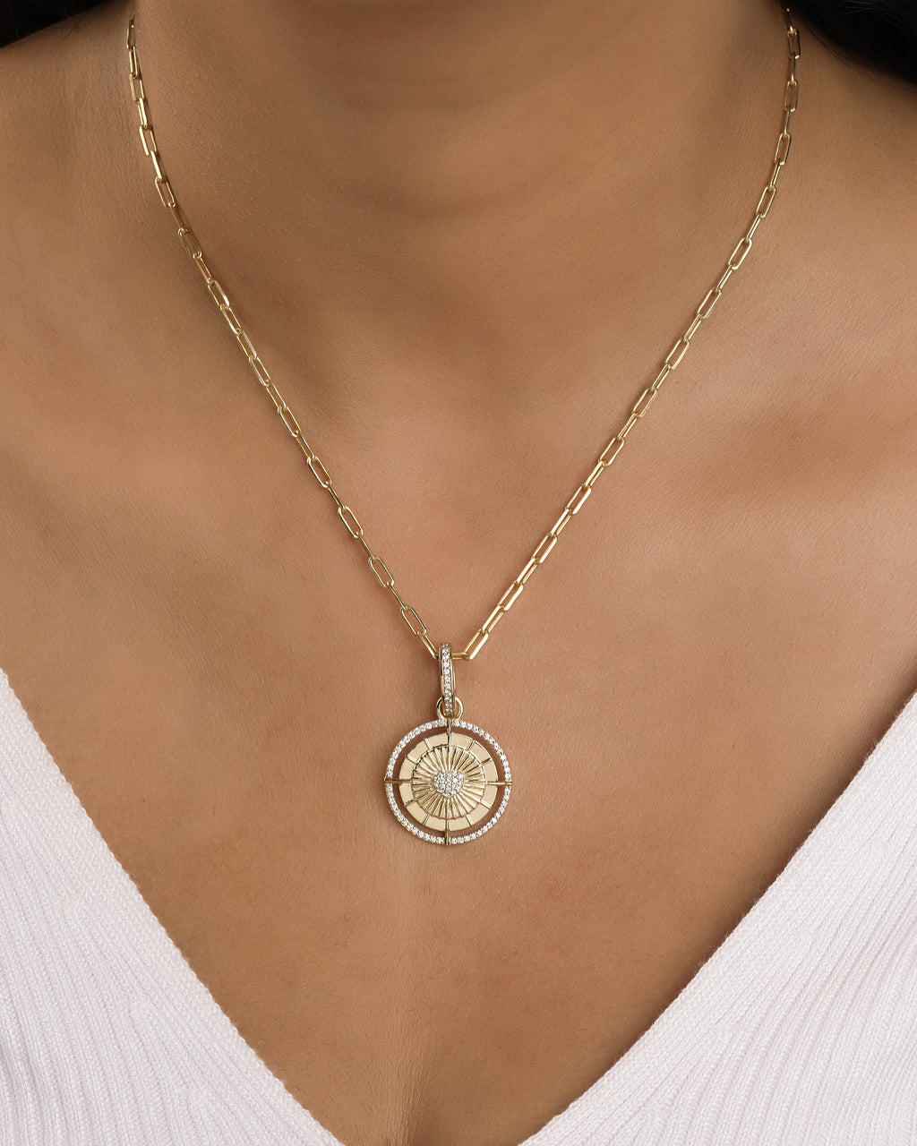 Diamond & 14k Gold Venus Medallion Necklace