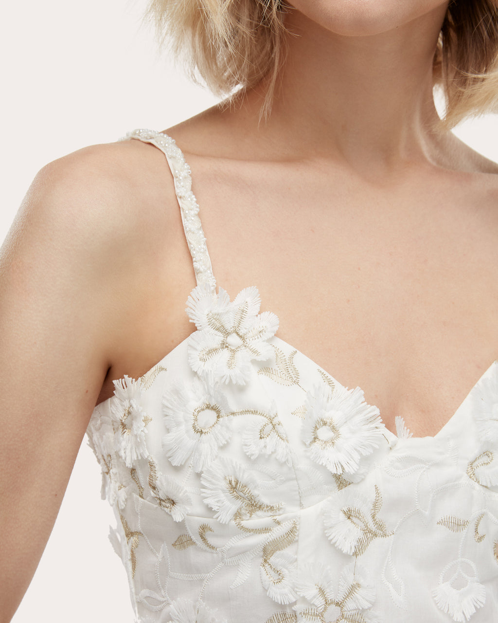 Viole Embroidered Floral Cotton A-Line Mini Dress