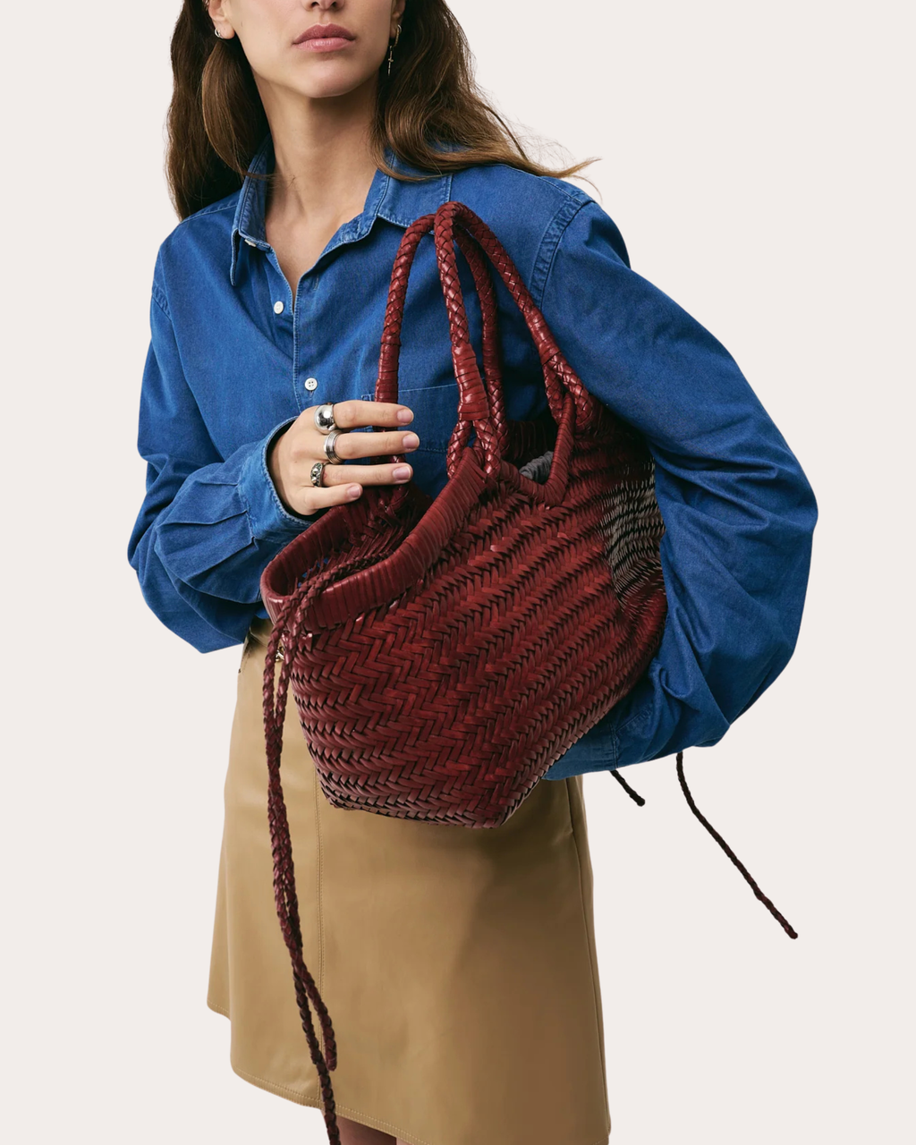 Crudelia Woven Leather Shoulder Bag