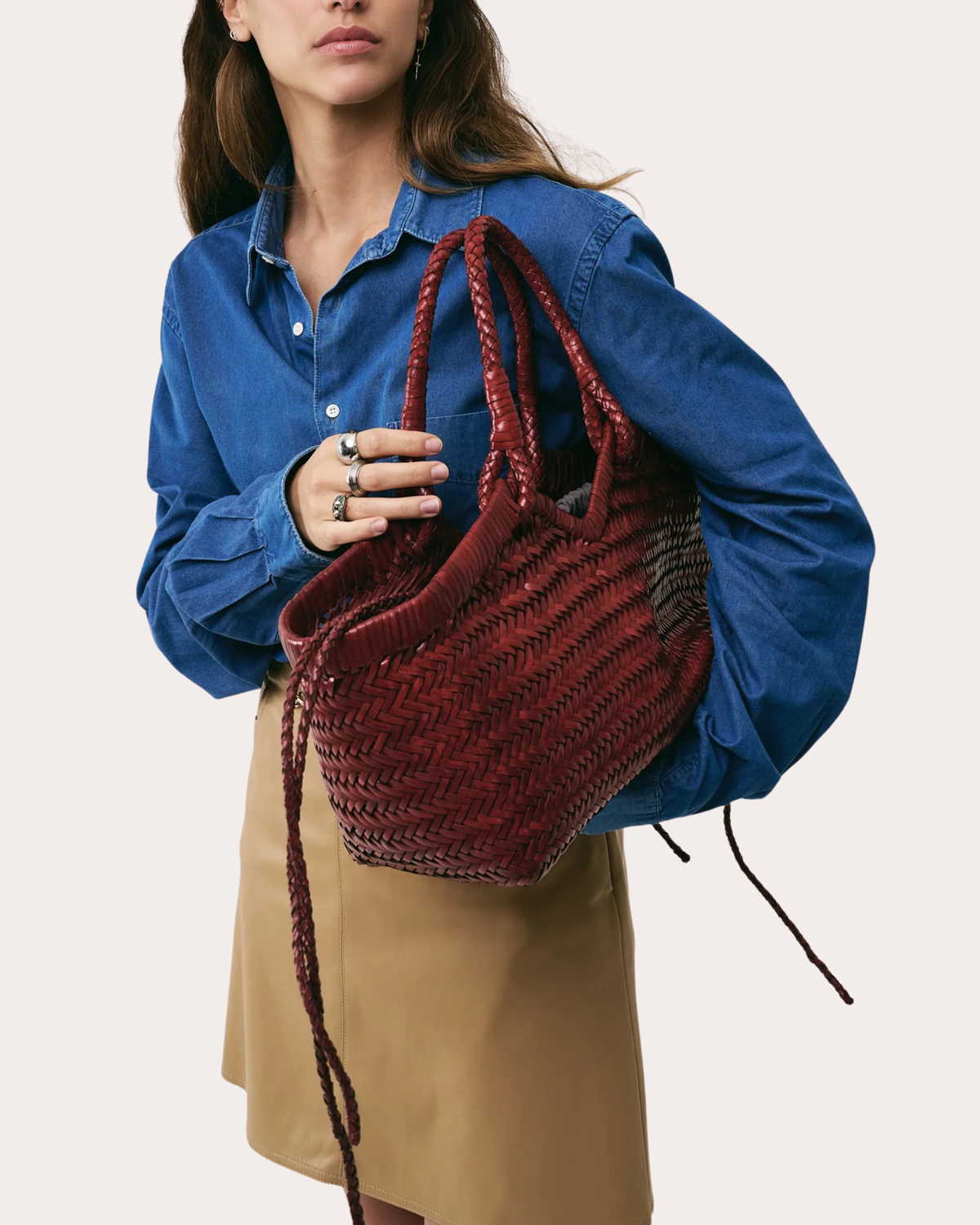 Crudelia Woven Leather Shoulder Bag