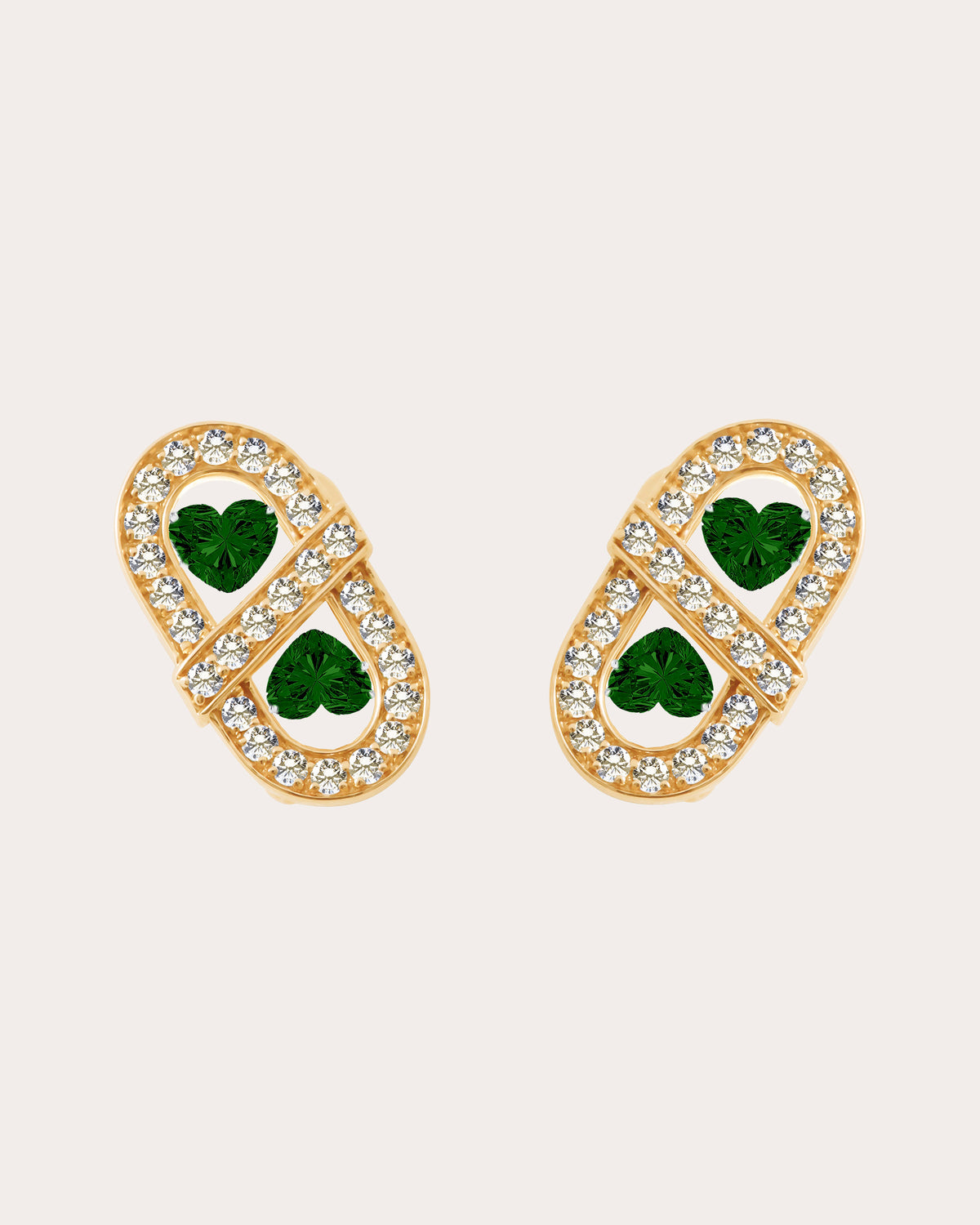 Emerald Heart Vitamin Pink Mini Stud Earrings