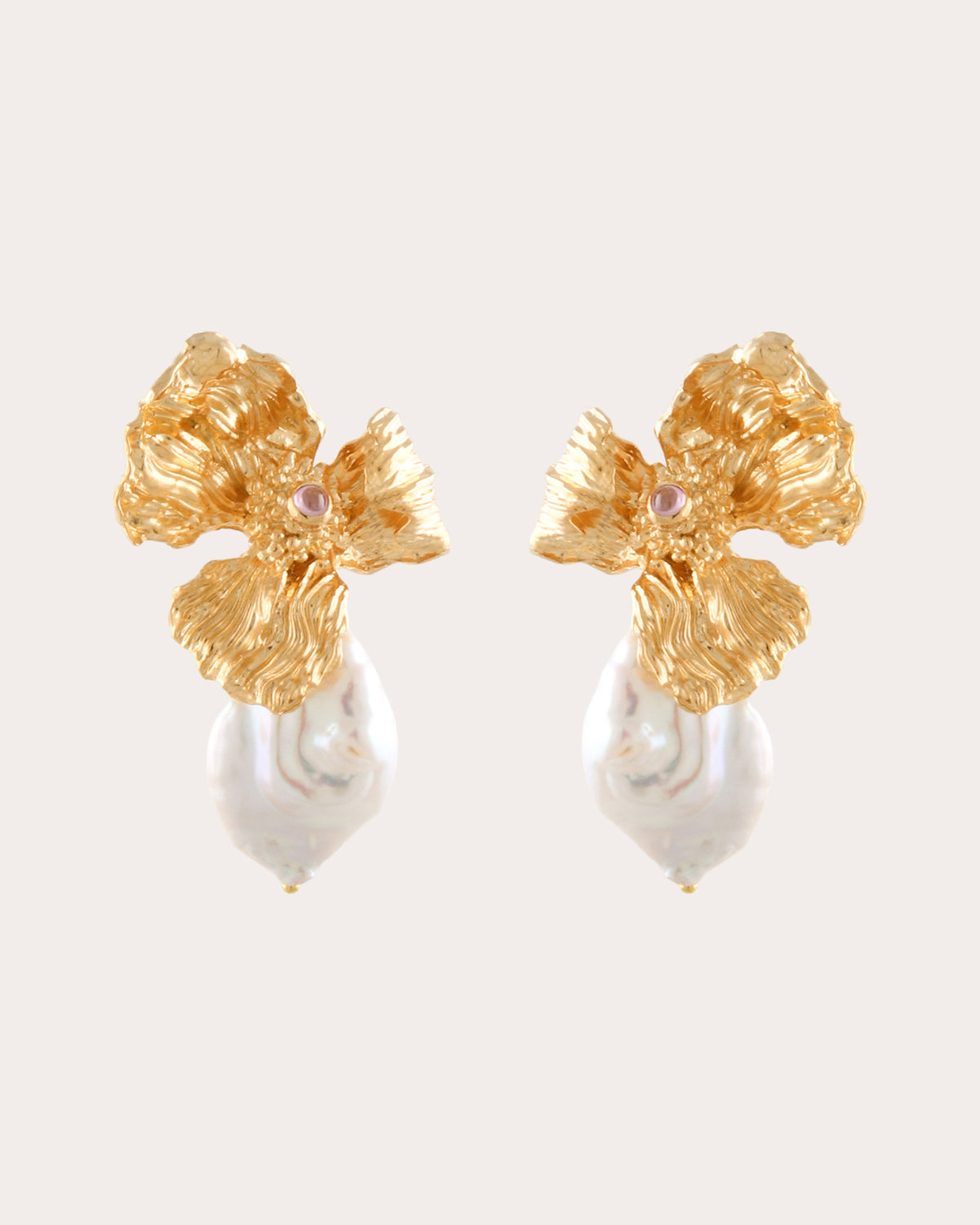 Baroque Pearl Floral Drop Earrings
