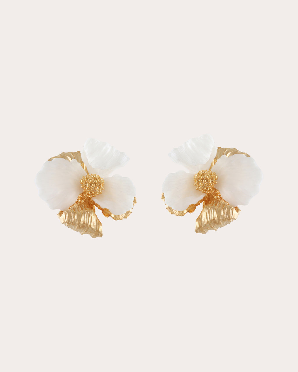 White Flower Stud Earrings