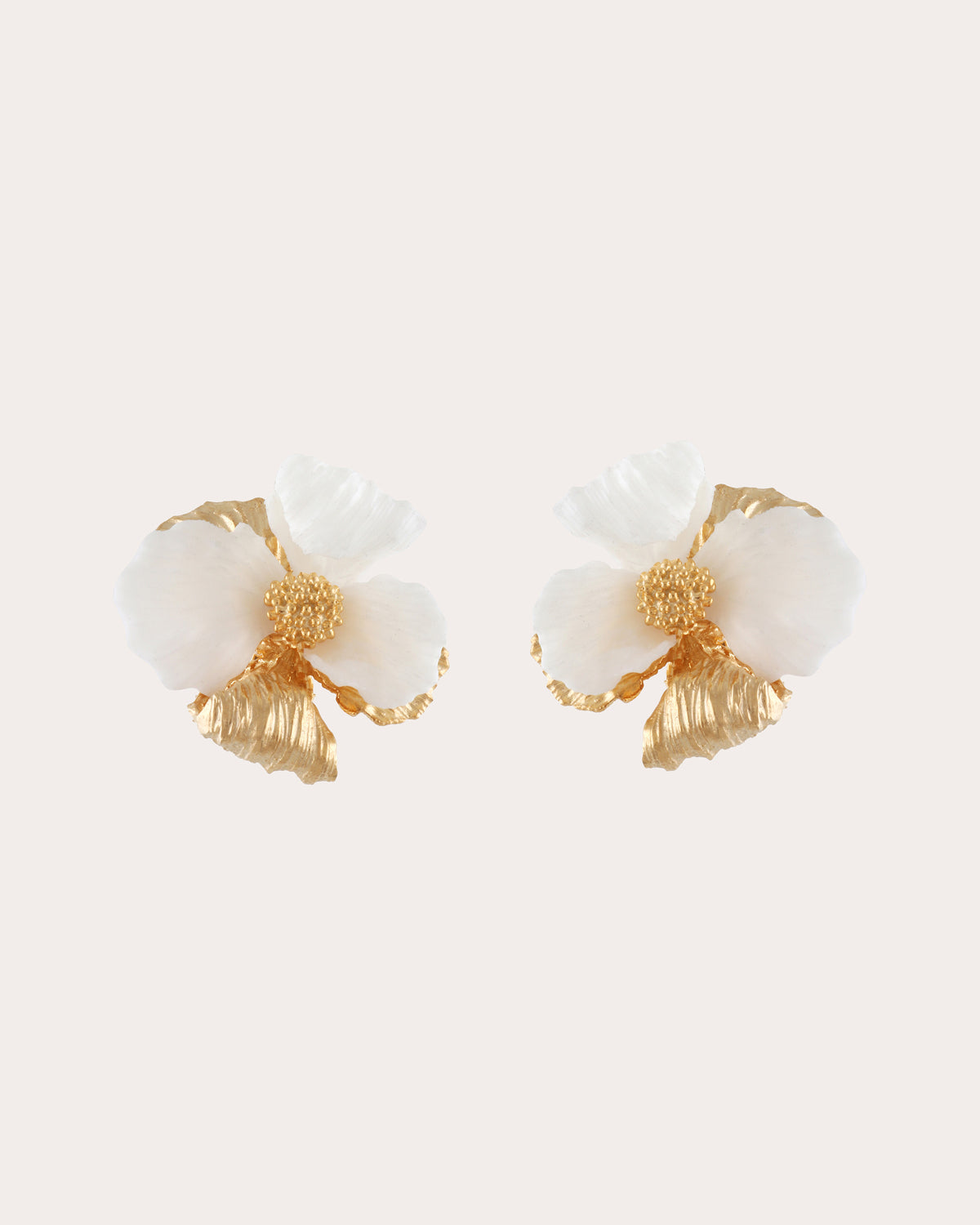 White Flower Stud Earrings