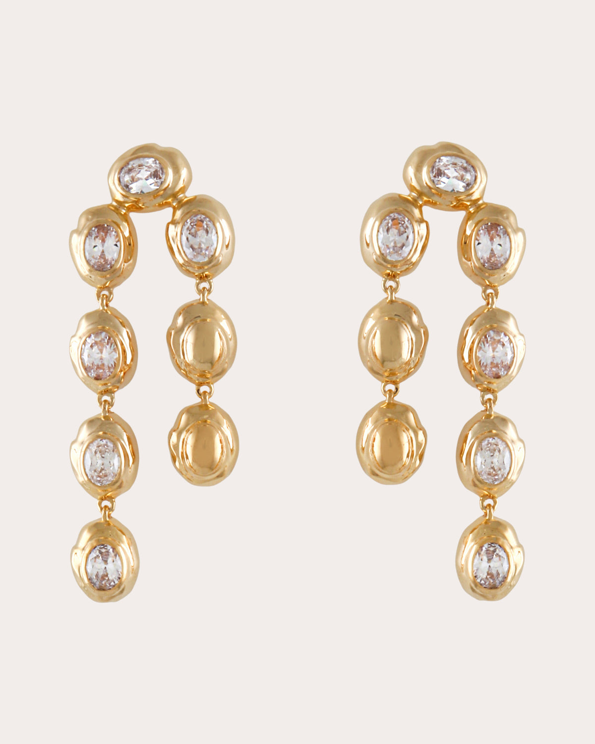 Cubic Zirconia Oval Arc Drop Earrings