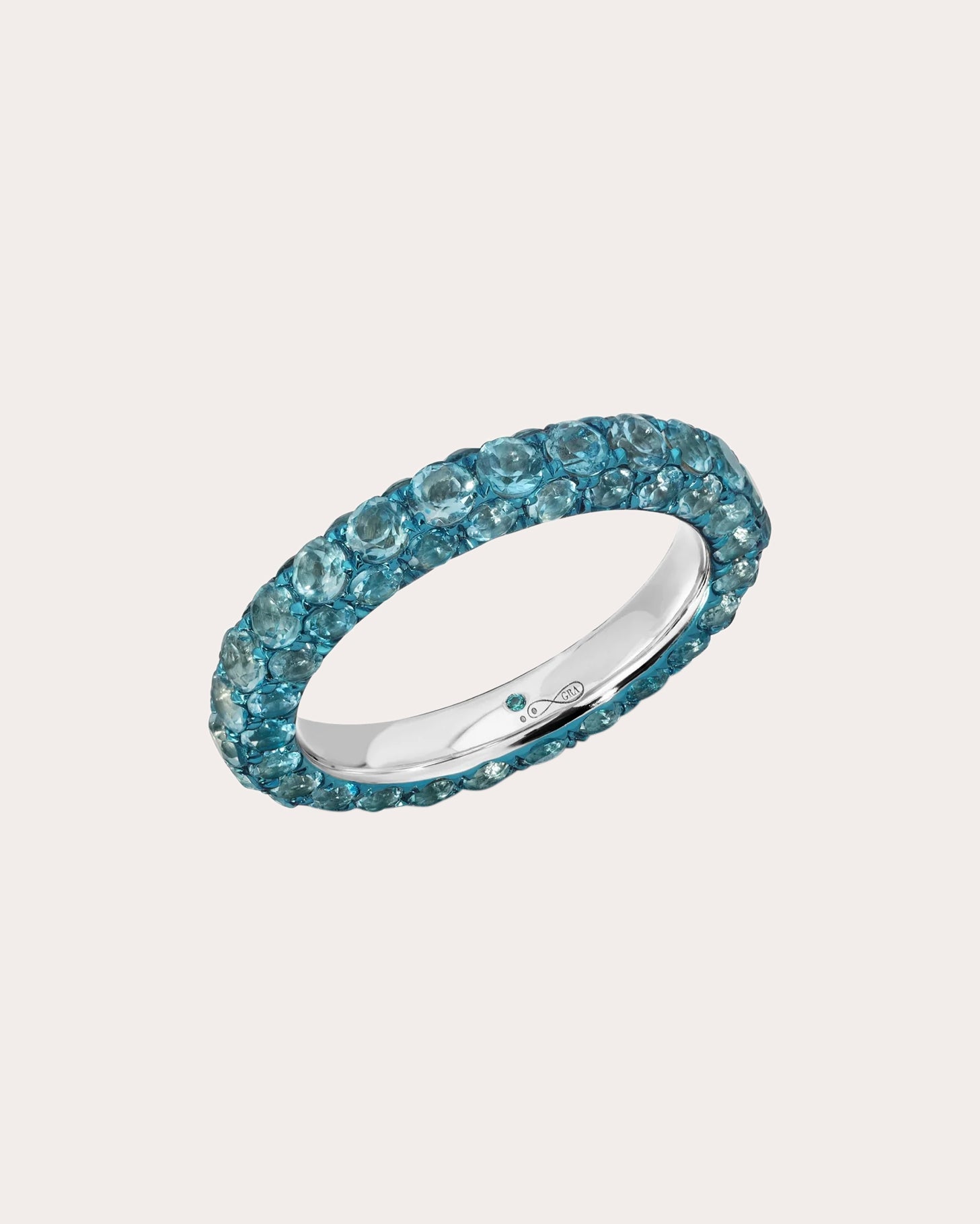 Three-Sided 18K Gold Blue Topaz Ring
