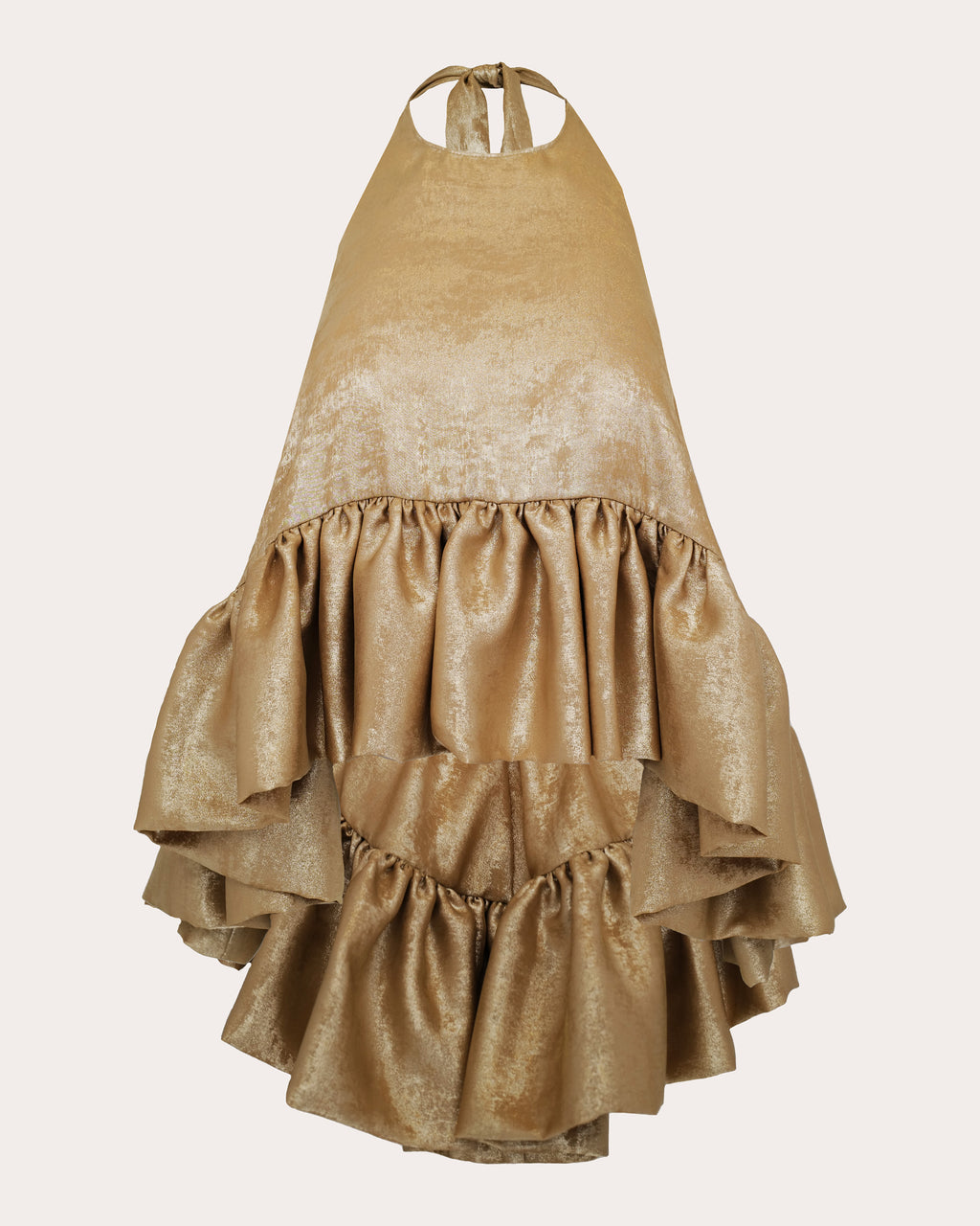 Winston Metallic Lamé Ruffle Halter Top