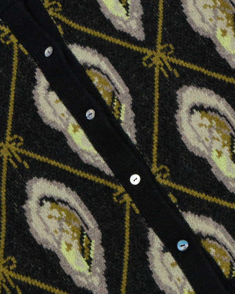 Oyster Jacquard-Knit Wool Cardigan