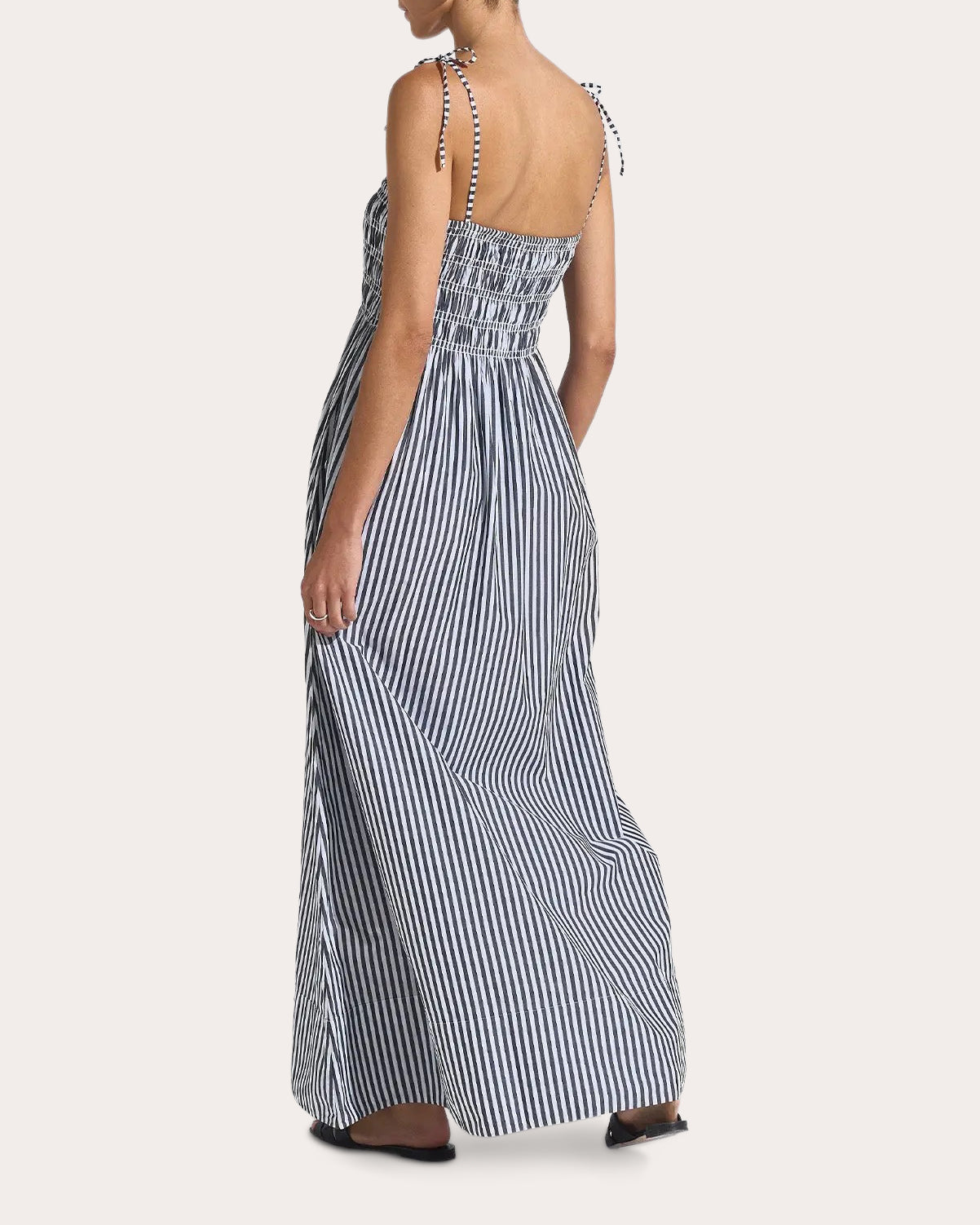 Seaquelle Swim Willow Smocked Cotton Empire Maxi Dress in Blue Size XL