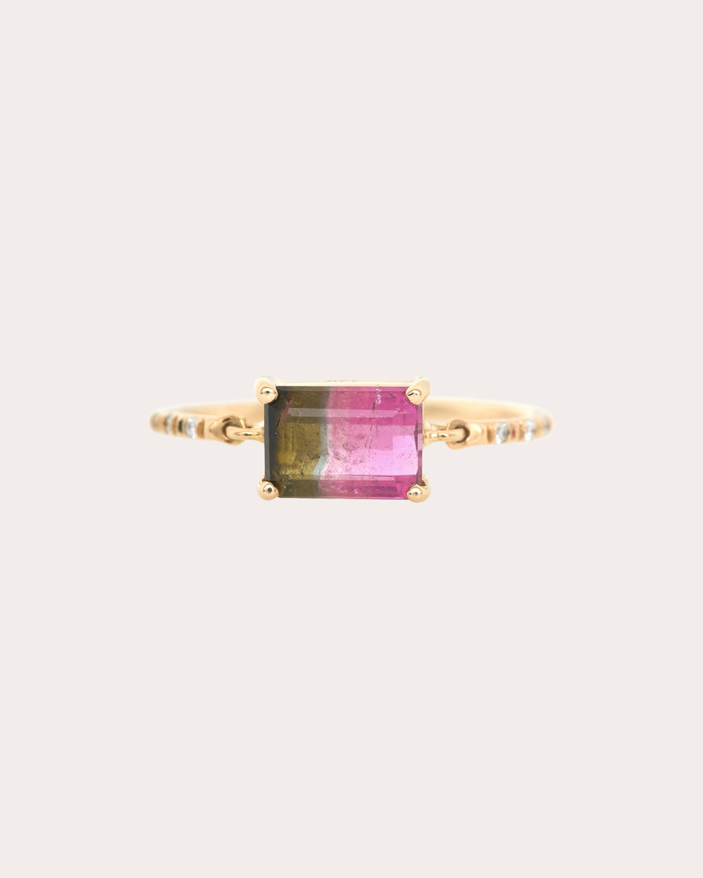 Diamond & Watermelon Tourmaline Petite Ring