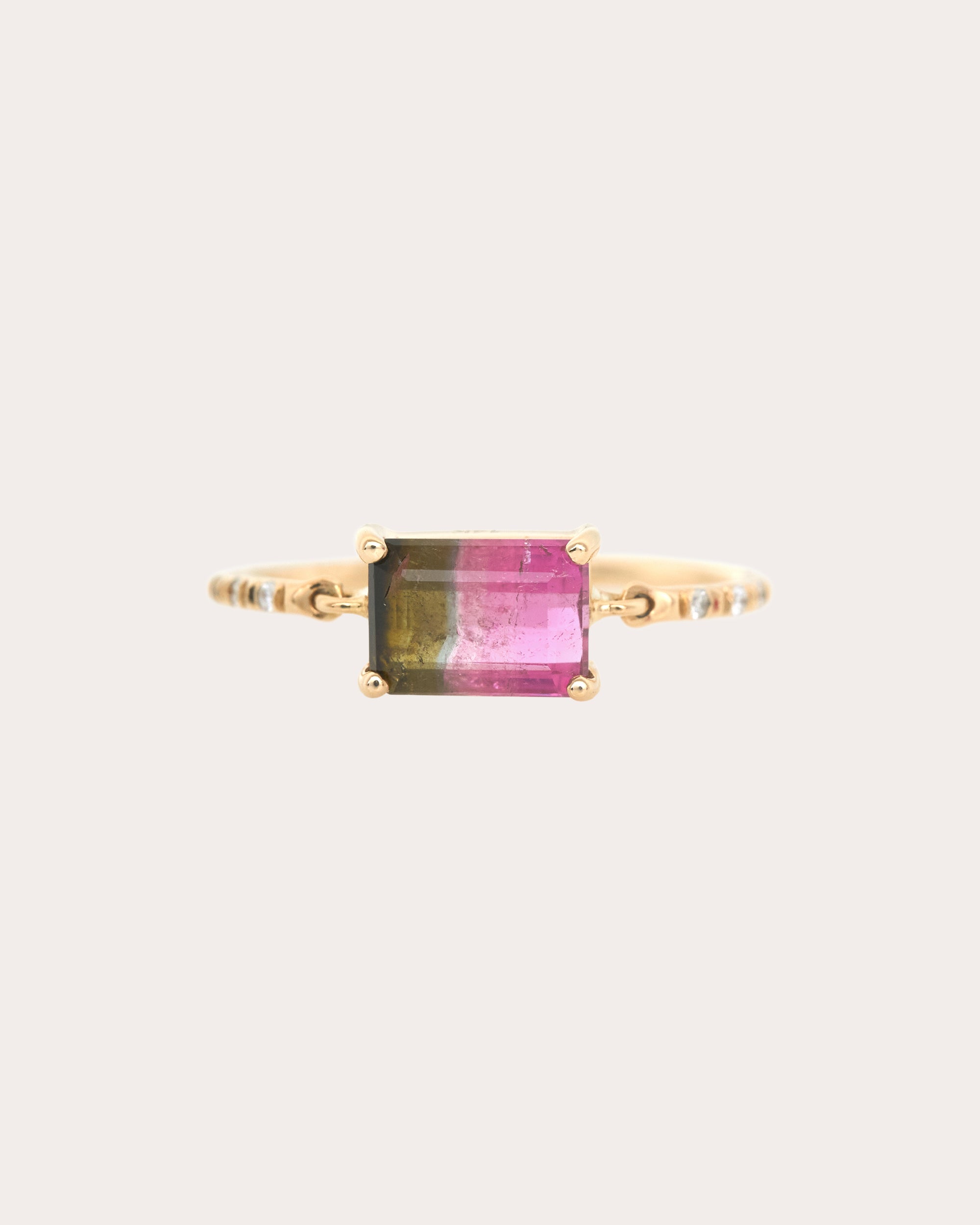 Diamond & Watermelon Tourmaline Petite Ring