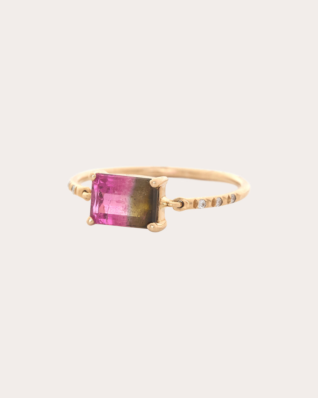 Diamond & Watermelon Tourmaline Petite Ring