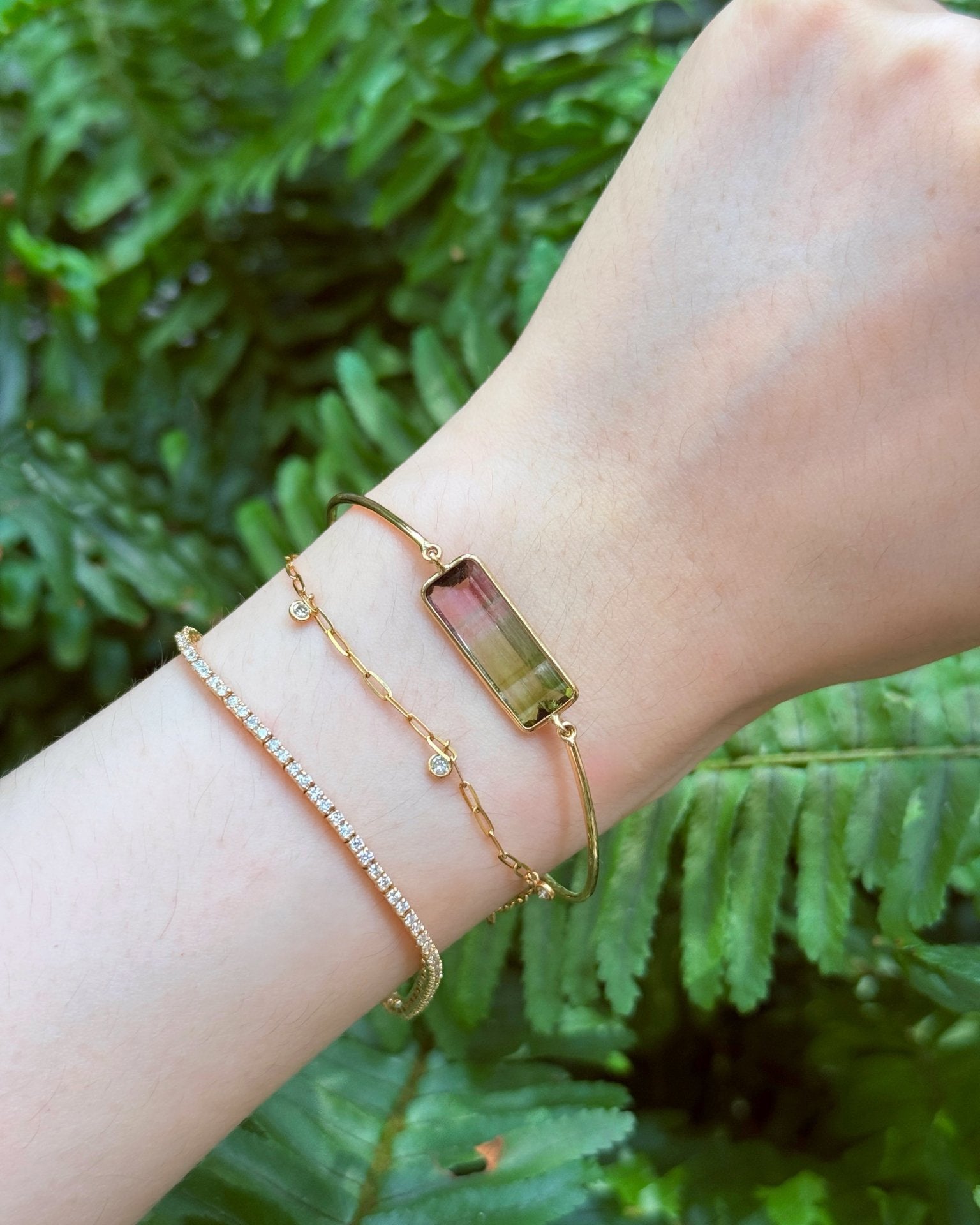 Watermelon Tourmaline Supreme Bar Bangle