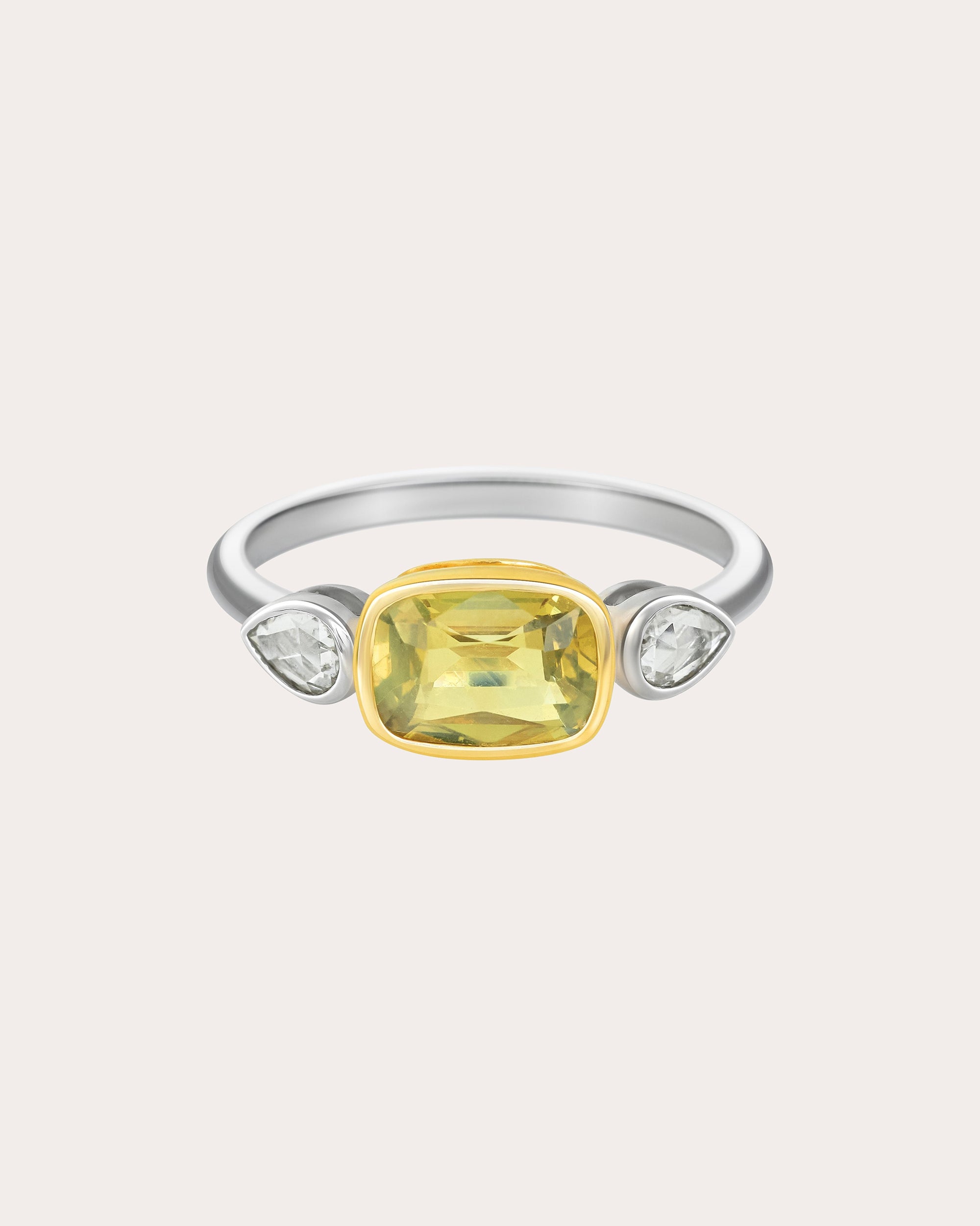 Yellow Chrysoberyl & Diamond Rose-Cut Ring