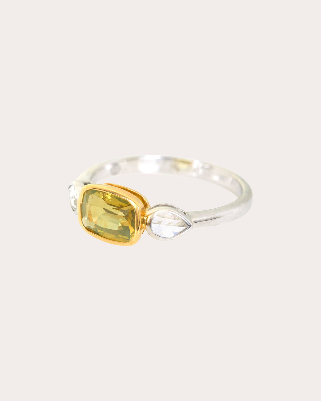 Yellow Chrysoberyl & Diamond Rose-Cut Ring