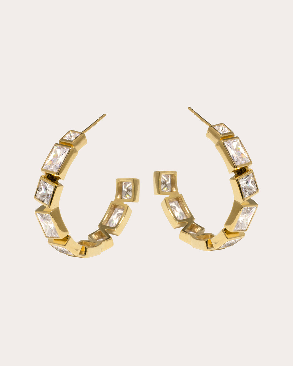 18K Gold-Plated Cubic Zirconia Hoop Earrings