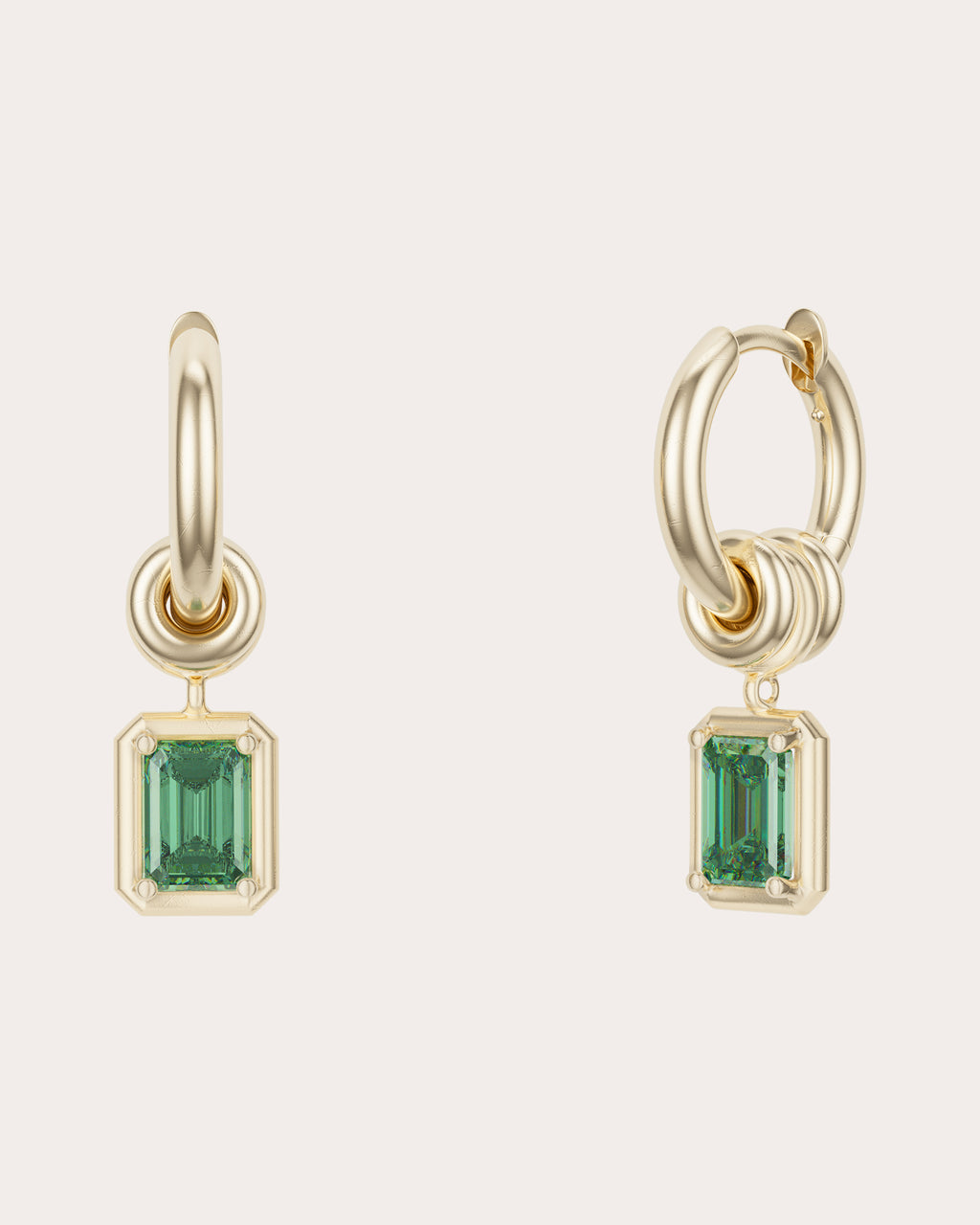 Emerald & 18k Gold Zahra Vert Hoop Earrings