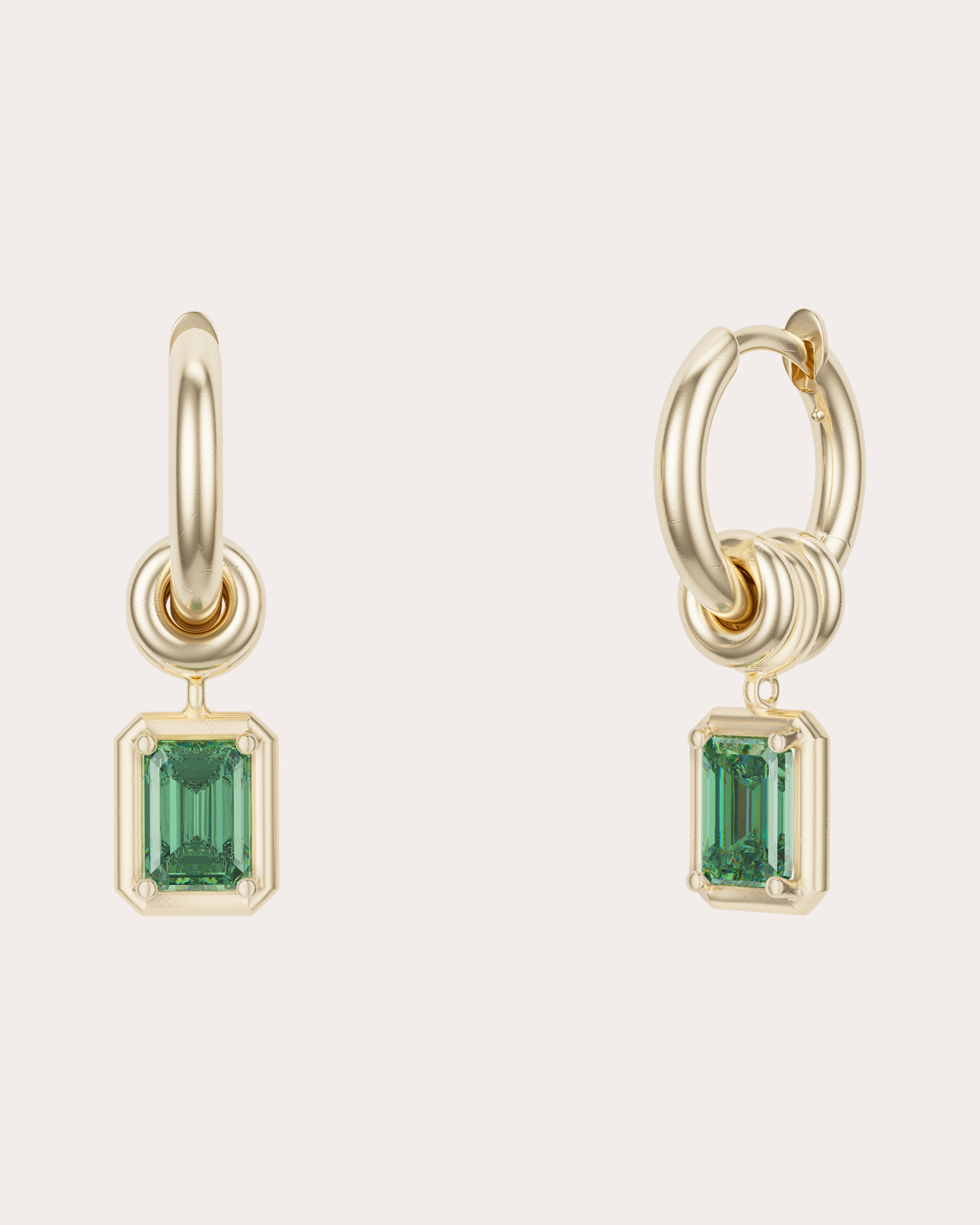 Emerald & 18k Gold Zahra Vert Hoop Earrings