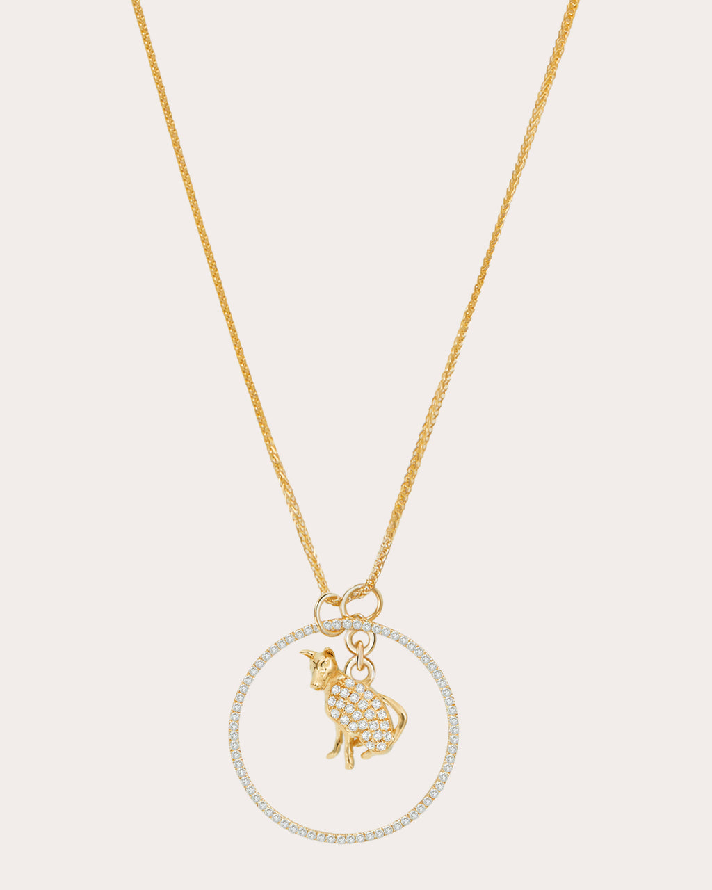 Diamond Zodiac Dog Pendant Necklace
