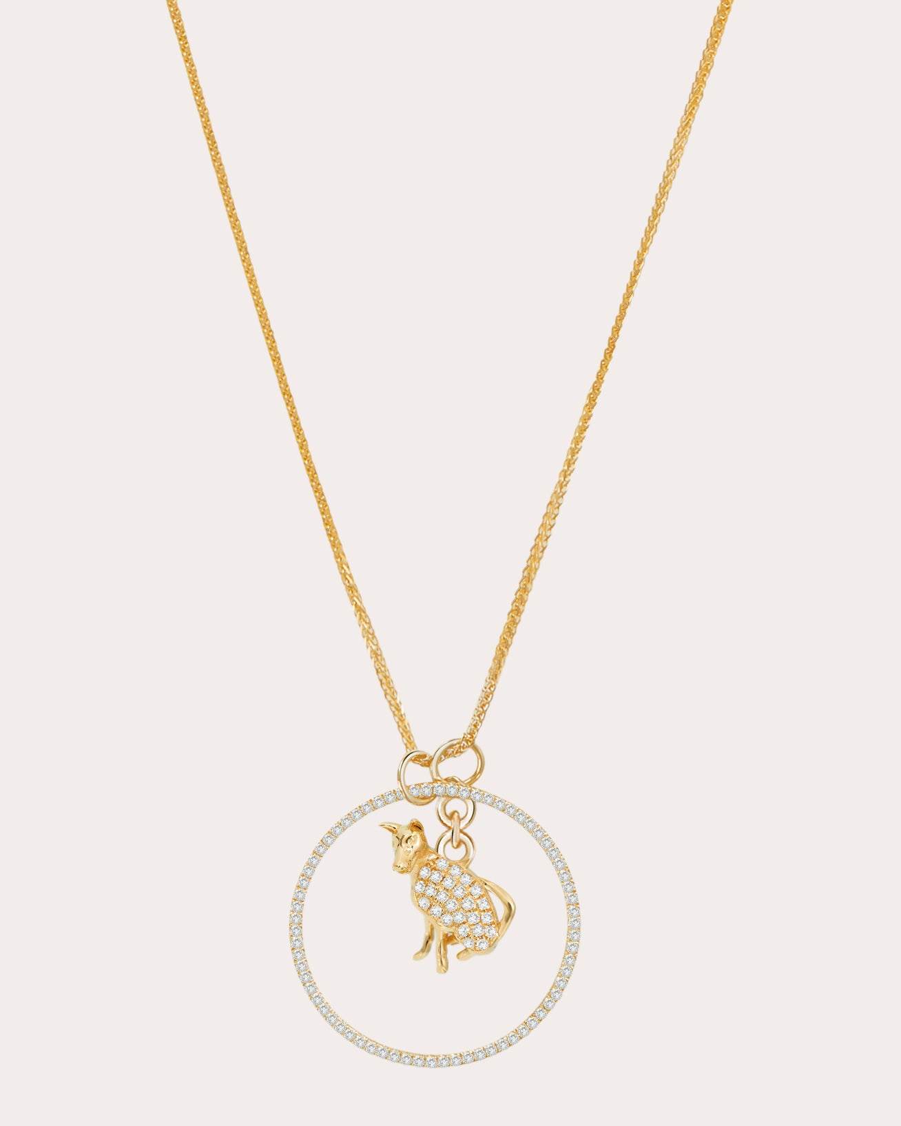 Diamond Zodiac Dog Pendant Necklace